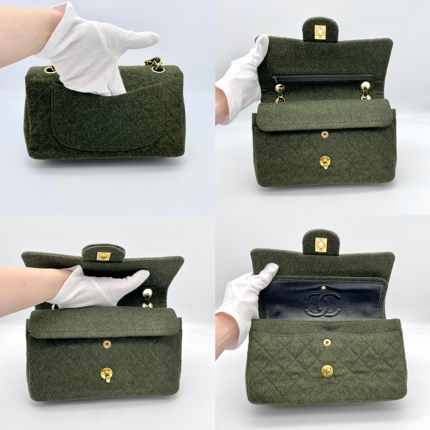 RARE☆☆☆☆CHANEL Matelasse Classic Flap 23 Wool Green GHW