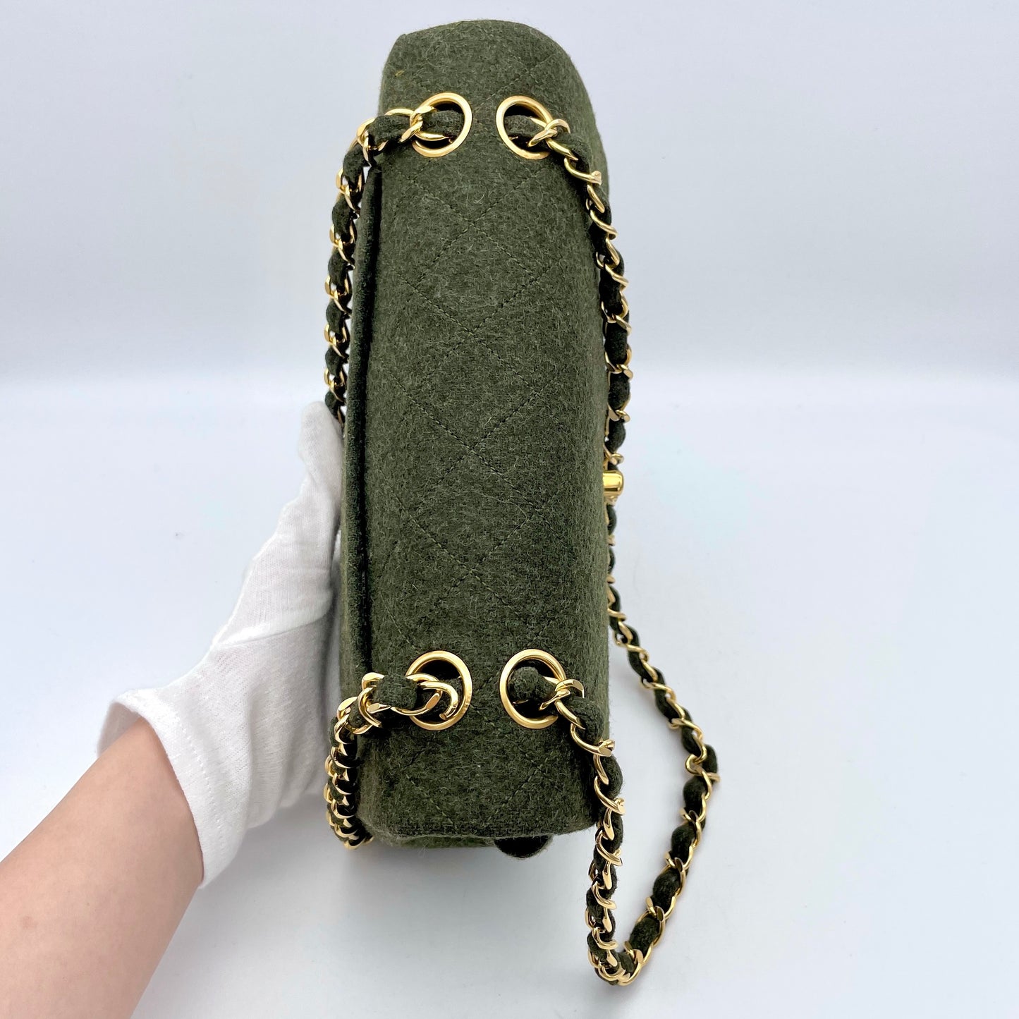 RARE☆☆☆☆CHANEL Matelasse Classic Flap 23 Wool Green GHW