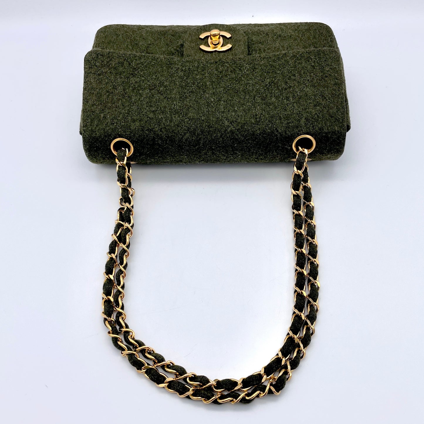 RARE☆☆☆☆CHANEL Matelasse Classic Flap 23 Wool Green GHW