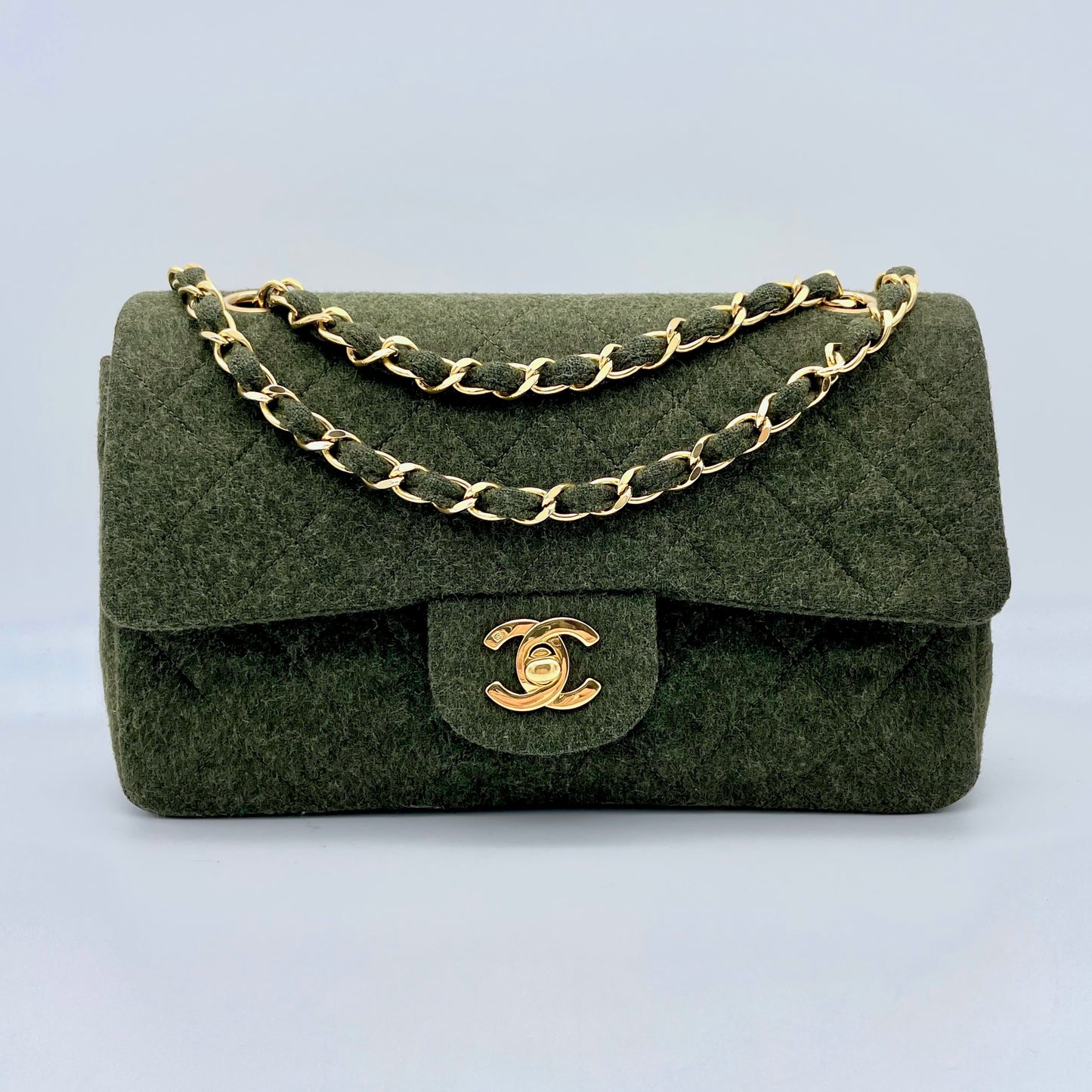 RARE☆☆☆☆CHANEL Matelasse Classic Flap 23 Wool Green GHW