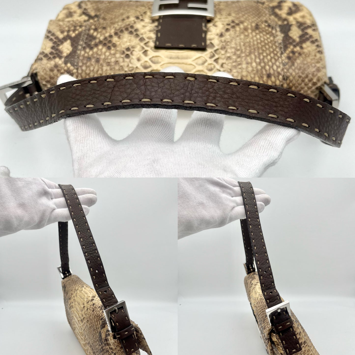 AUTH Pre-owned FENDI Soak pattern Cereria snake skin leather mamma baget PM