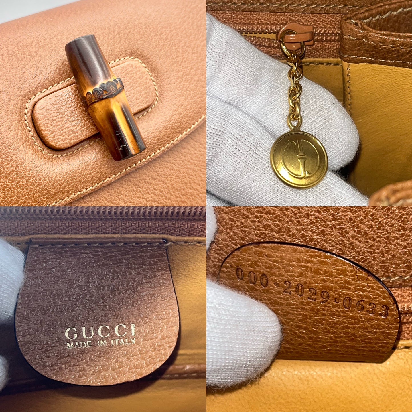 稀有 ☆☆☆AUTH 二手 GUCCI Bamboo 2Way 手提包 MM 焦糖色