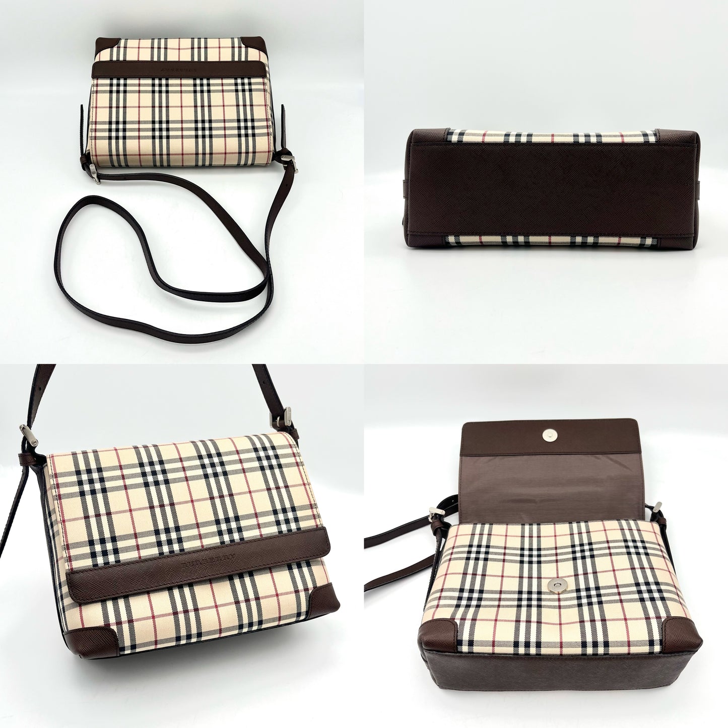 AUTH Pre-owned BURBERRY Plaid Crossbody Shoulder Bag