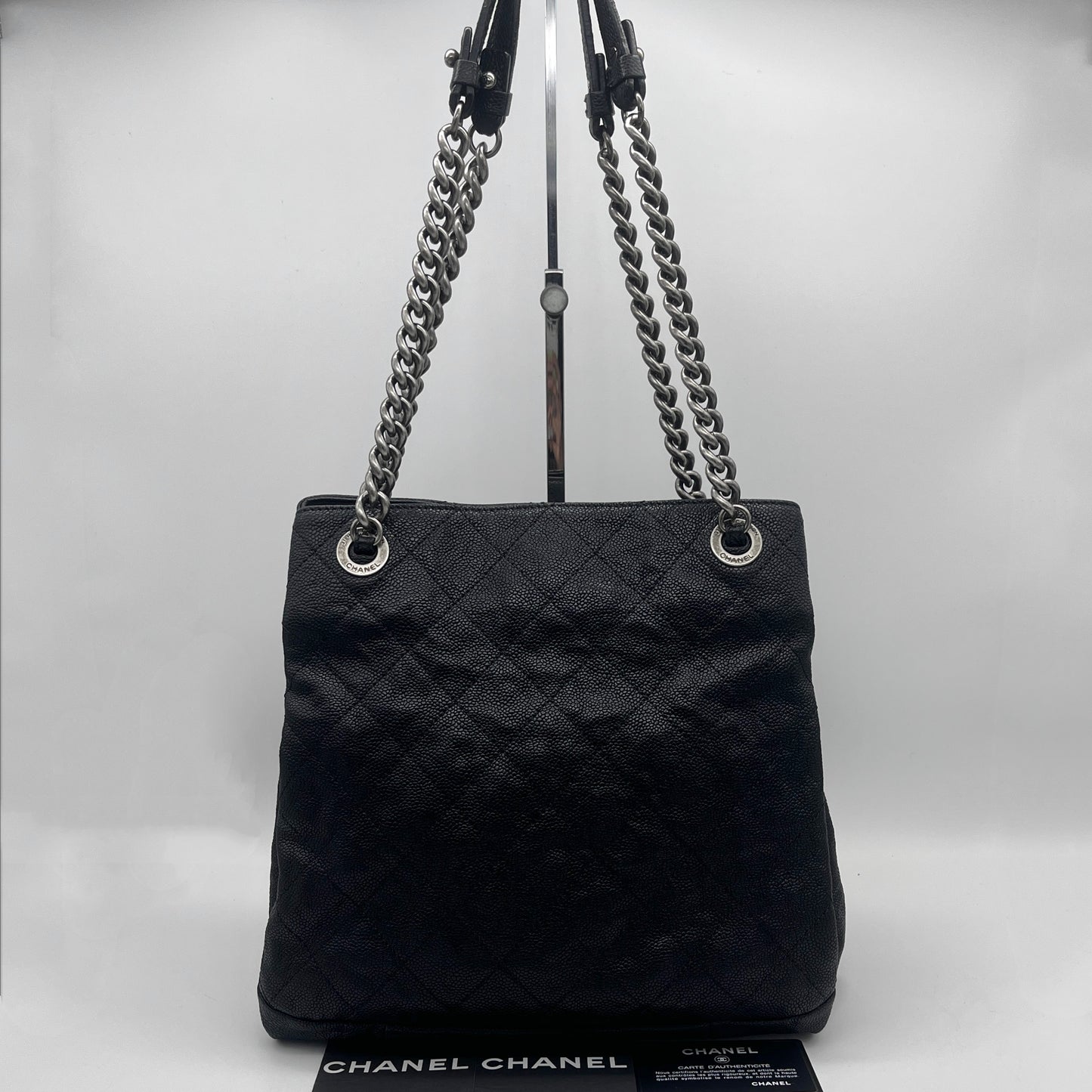 AUTH Pre-owned CHANEL 31 RUE CAMBOM Caviar Skin Chain Tote Bag