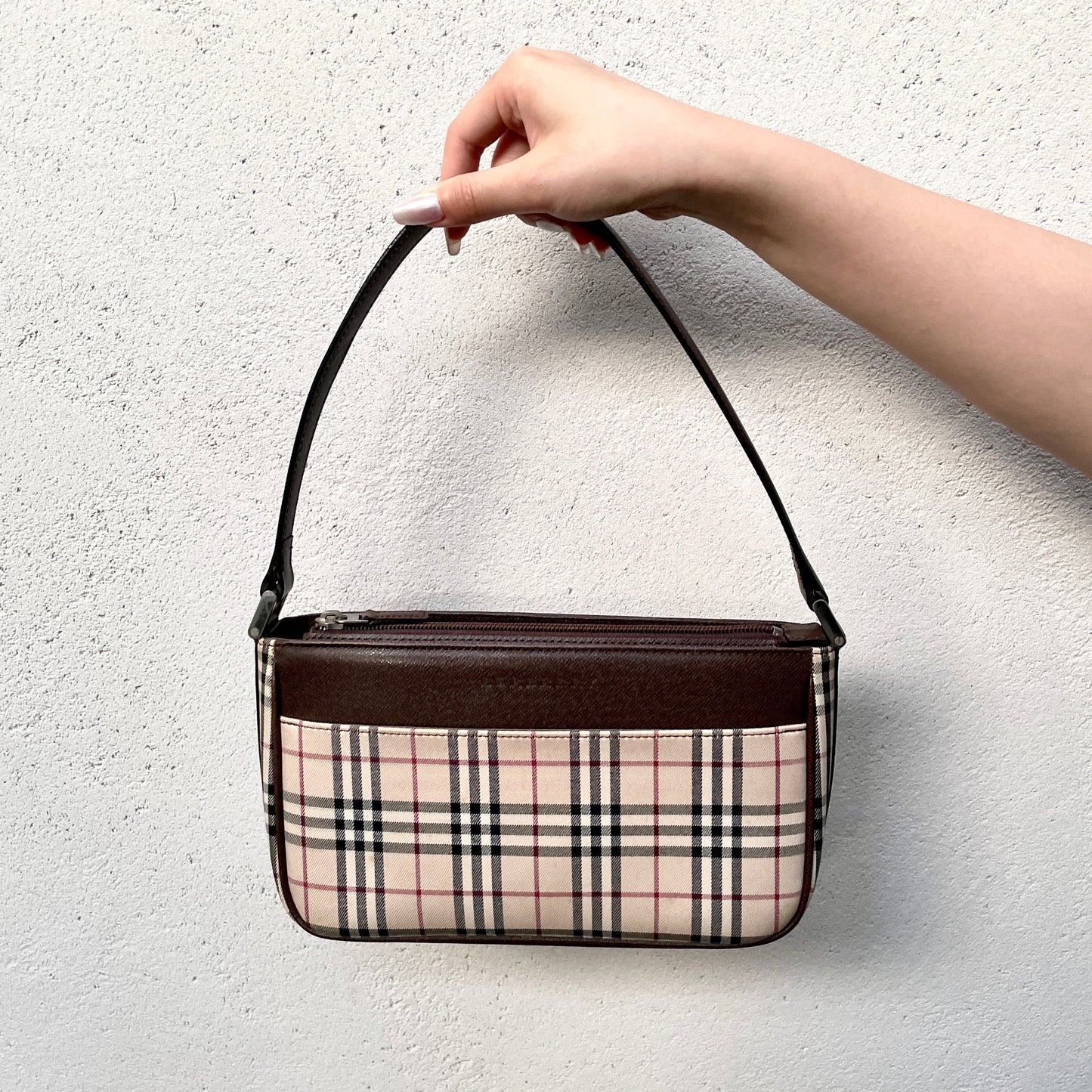 AUTH Pre-owned BURBERRY Check Pattern Accessory Pouch