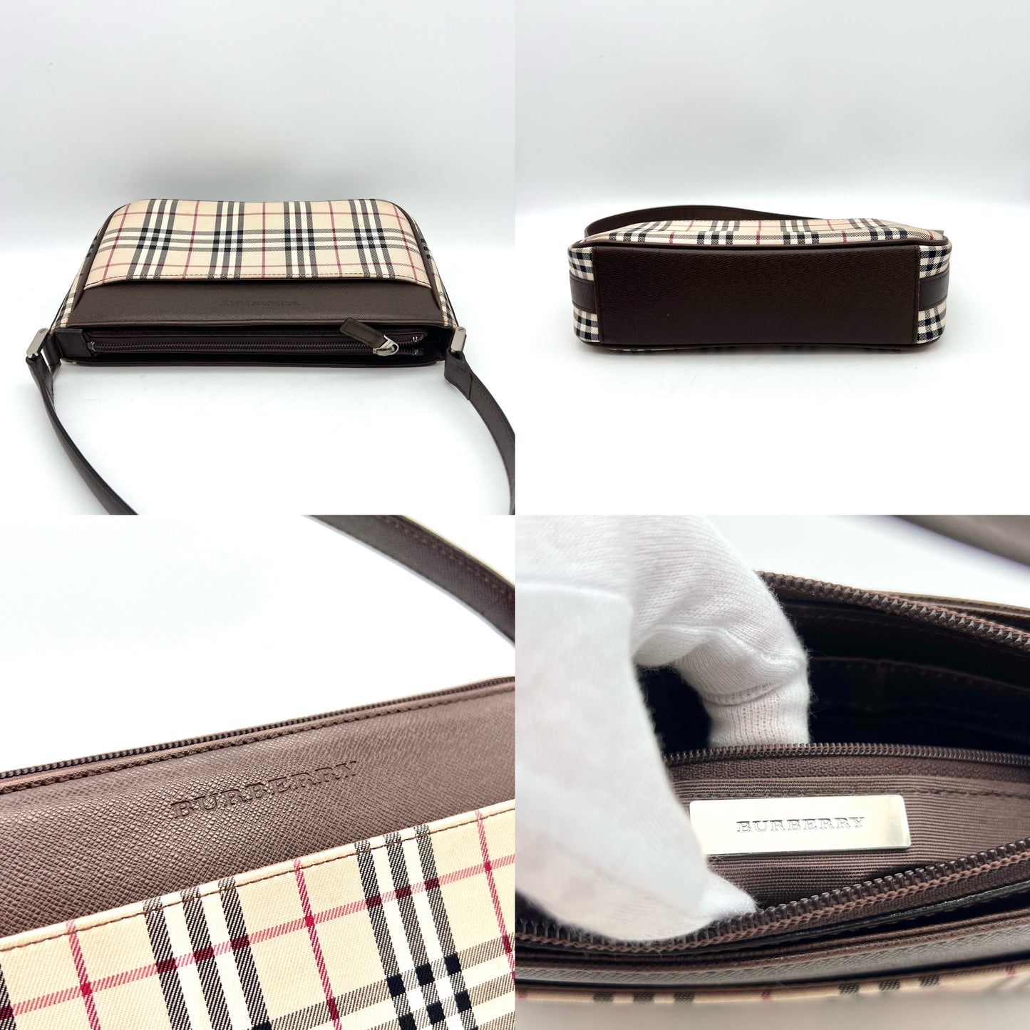 AUTH Pre-owned BURBERRY Check Pattern Accessory Pouch