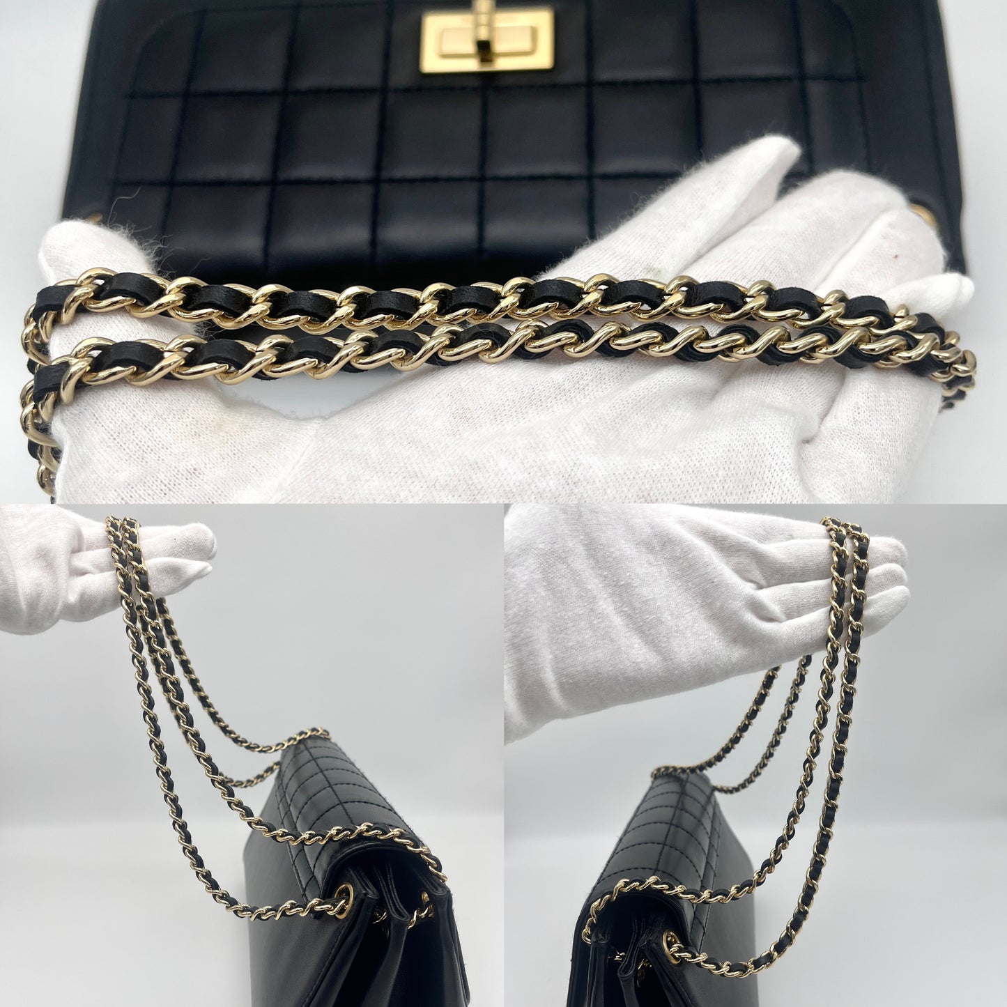 AUTH Pre-owned CHANEL 2.55 Chocolate Bar Chain Shoulder Bag