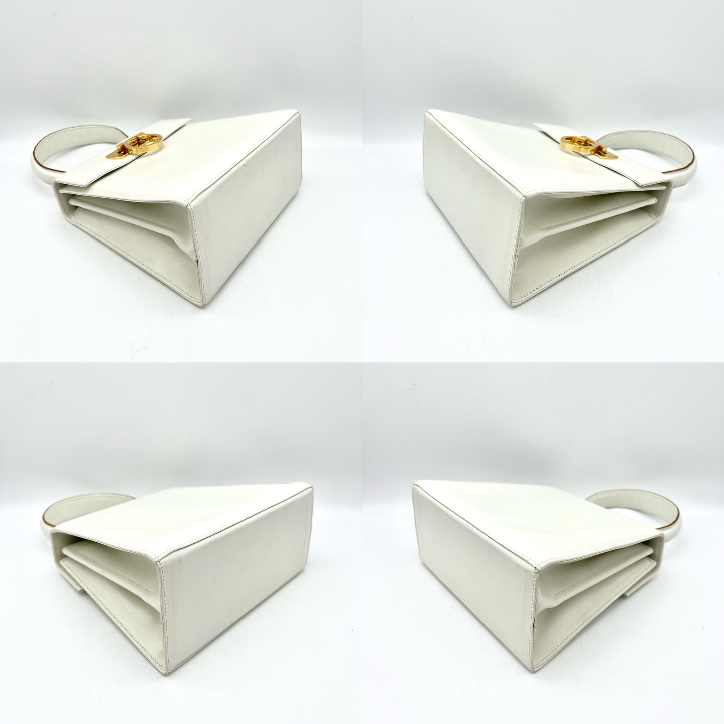 AUTH Pre-owned Salvatore Ferragamo Gancini Mini Hand Bag White