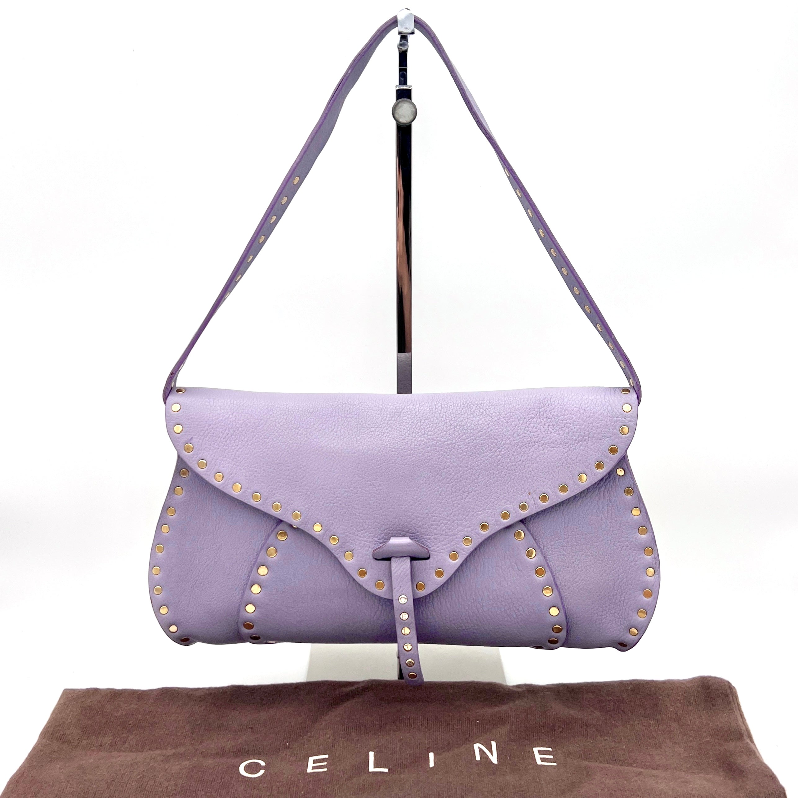 AUTH Pre owned CELINE Leather One Shoulder Bag Purple Afar Vintage