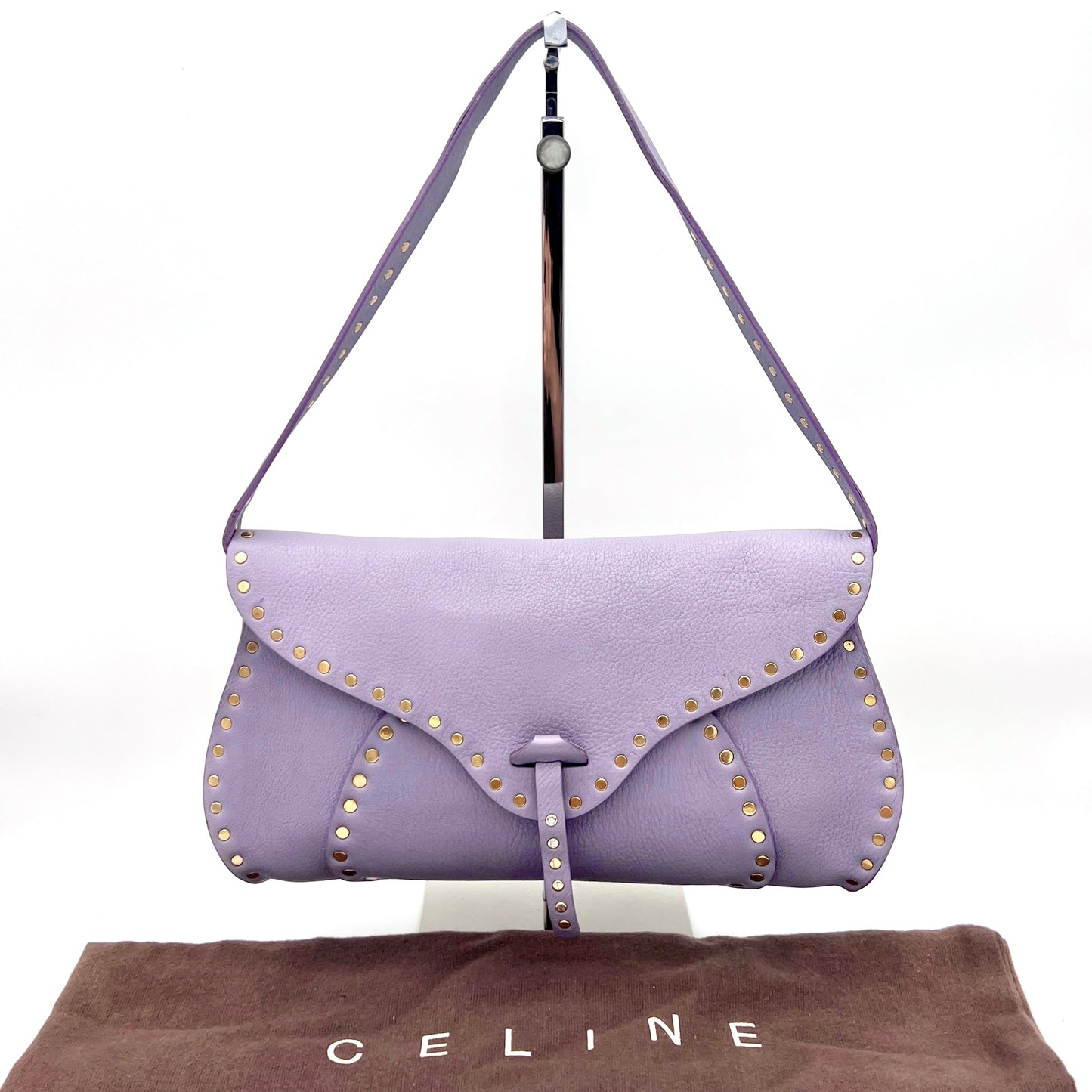 AUTH 二手 CELINE 皮革单肩包 紫色