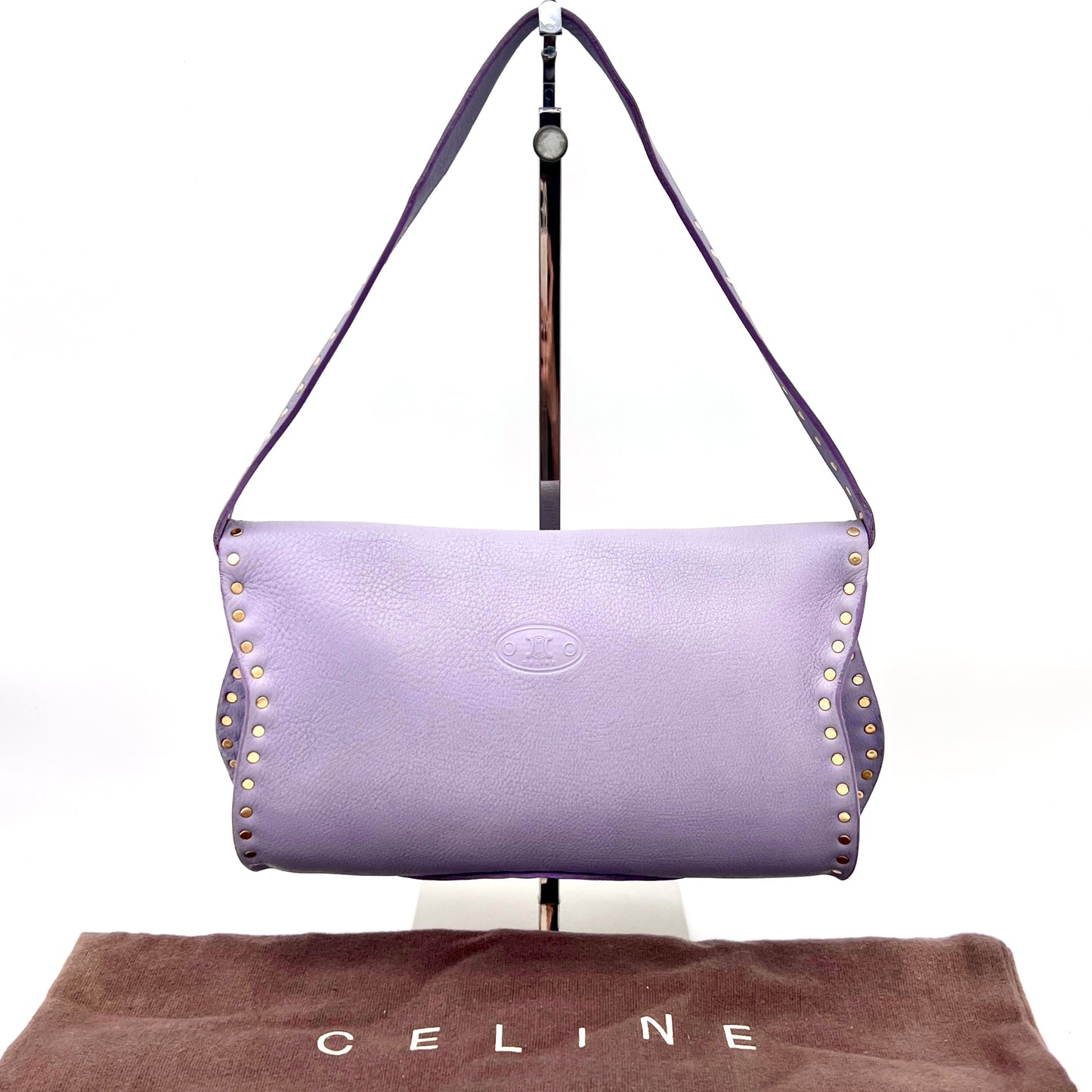 AUTH 二手 CELINE 皮革单肩包 紫色