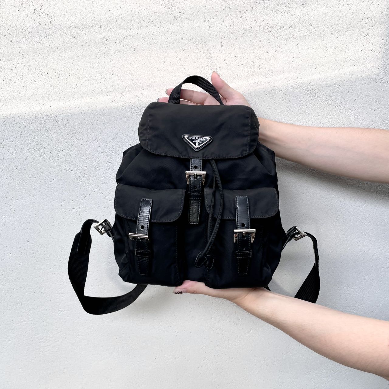 PRADA Triangle Logo Nylon Rucksack PM