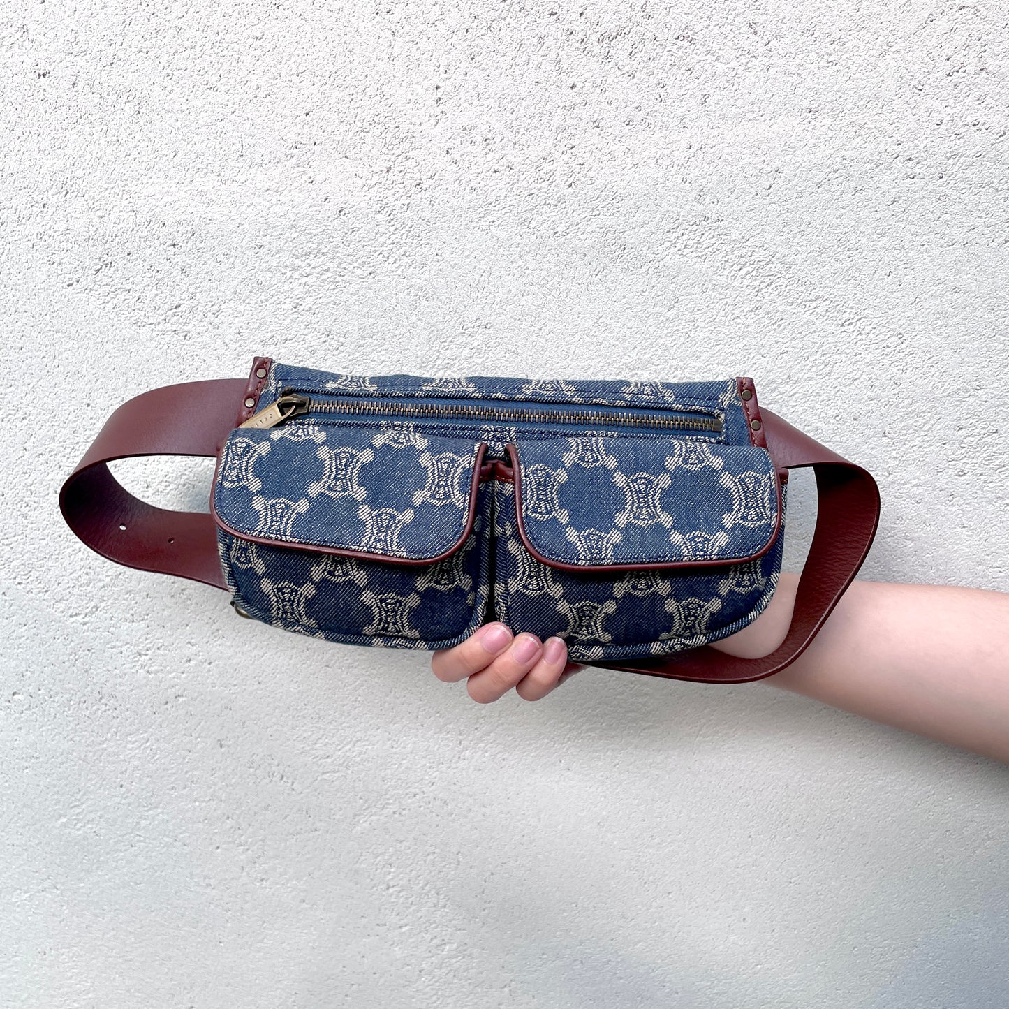 AUTH Pre-owned CELINE Denim Macadam Waist Bag