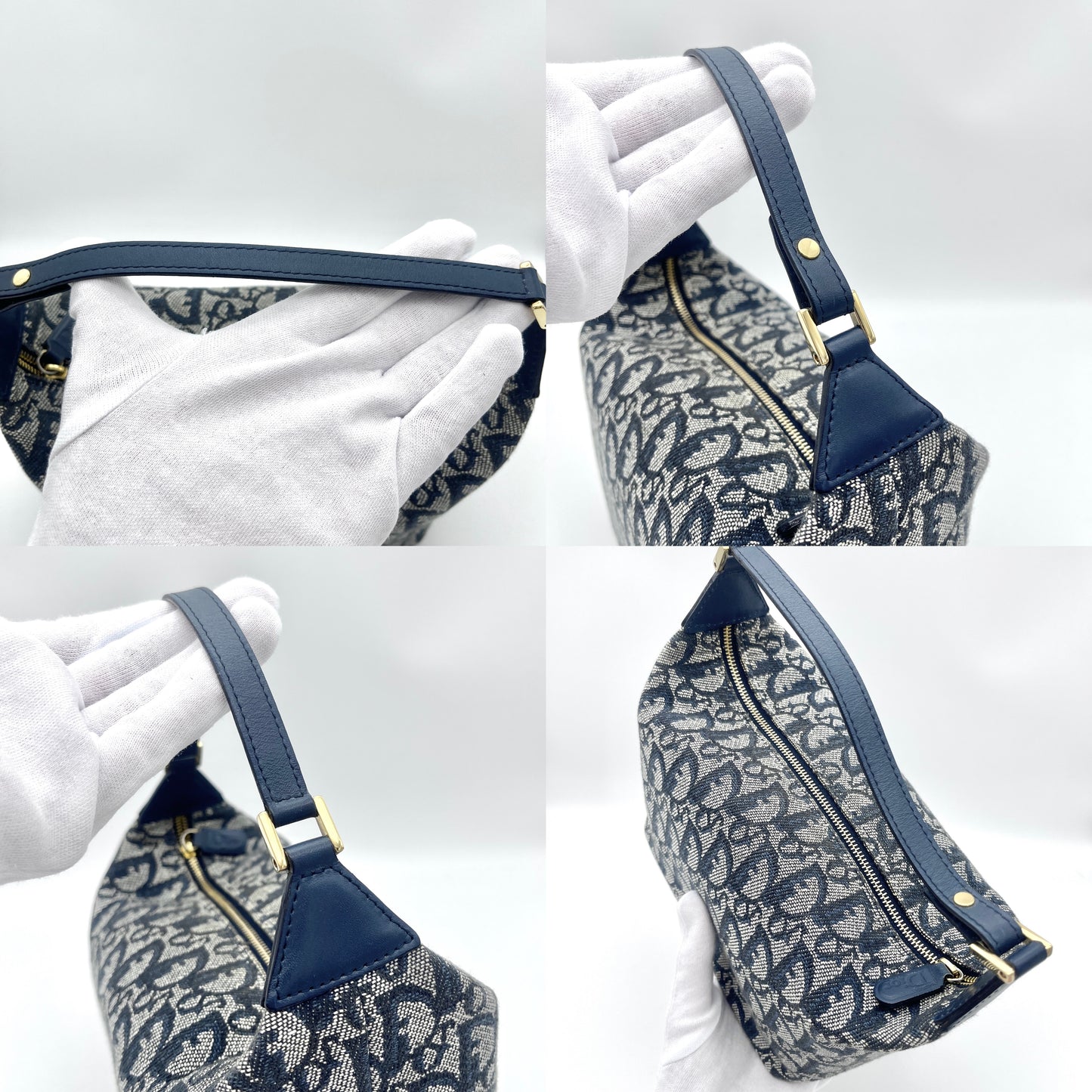 AUTH Pre-owned CHRISTIAN DIOR Trotter Pouch Navy