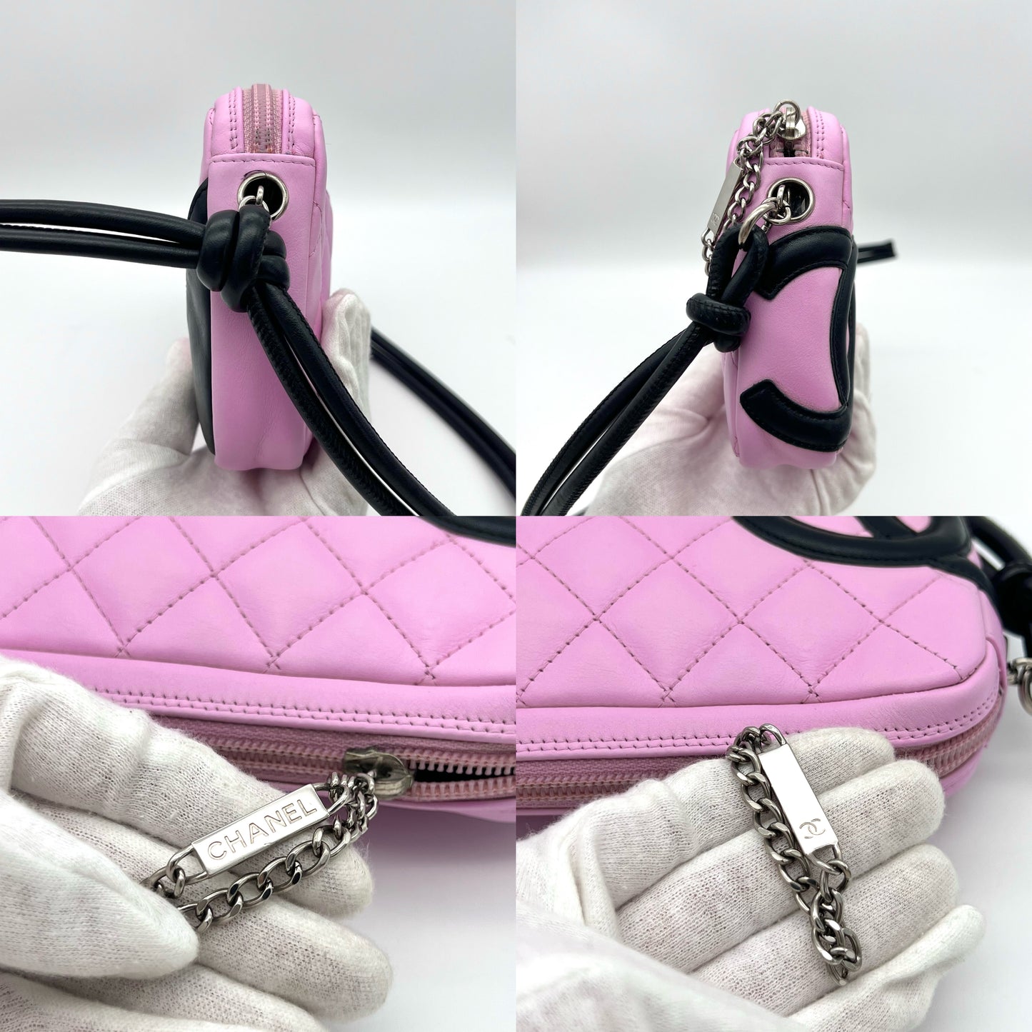 Afar Vintage Pre-owned CHANEL ｶﾝﾎﾞﾝﾗｲﾝ ｱｸｾｻﾘｰﾎﾟｰﾁ ﾋﾟﾝｸ×ﾌﾞﾗｯｸ