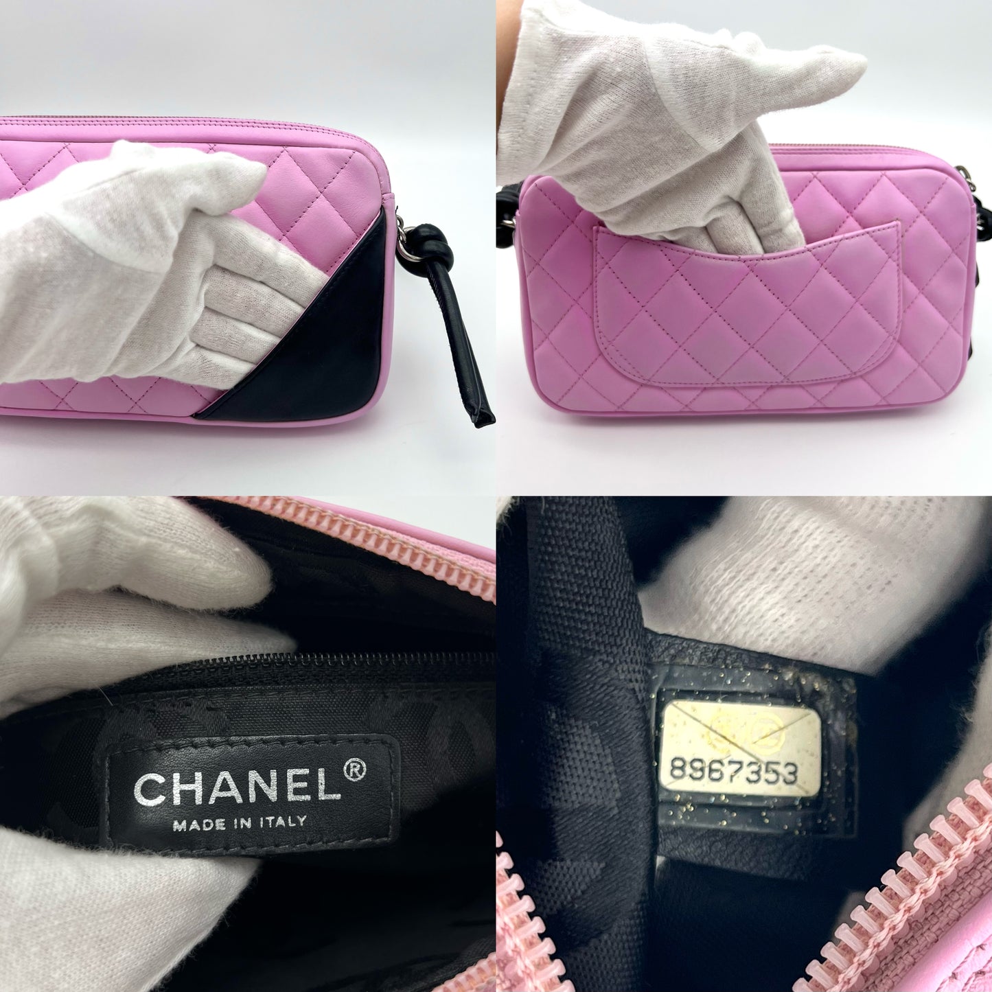 Afar Vintage Pre-owned CHANEL ｶﾝﾎﾞﾝﾗｲﾝ ｱｸｾｻﾘｰﾎﾟｰﾁ ﾋﾟﾝｸ×ﾌﾞﾗｯｸ