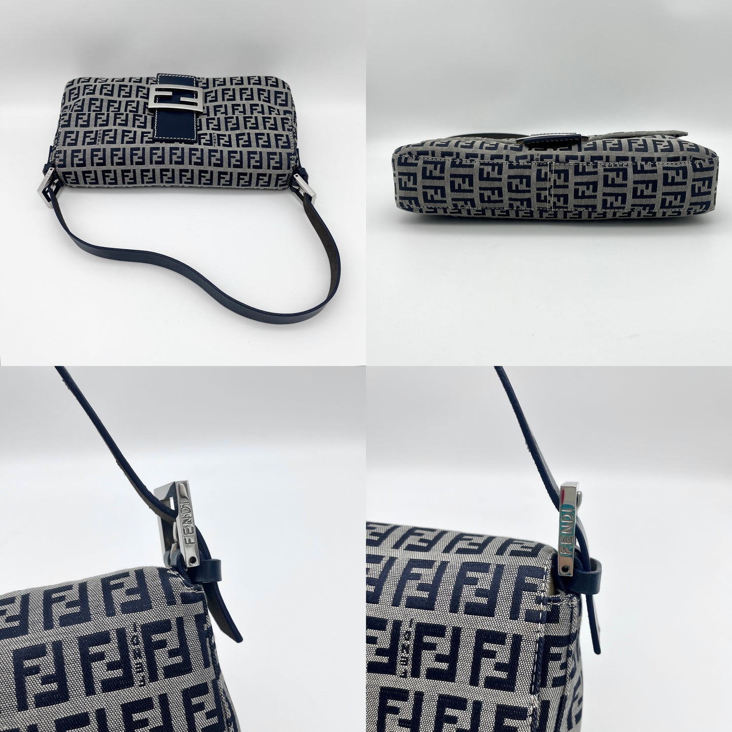 RARE☆☆Auth Pre-owned FENDI ｽﾞｯｷｰﾉ ﾏﾝﾏﾊﾞｹｯﾄPM ﾈｲﾋﾞｰ ｼﾙﾊﾞｰ