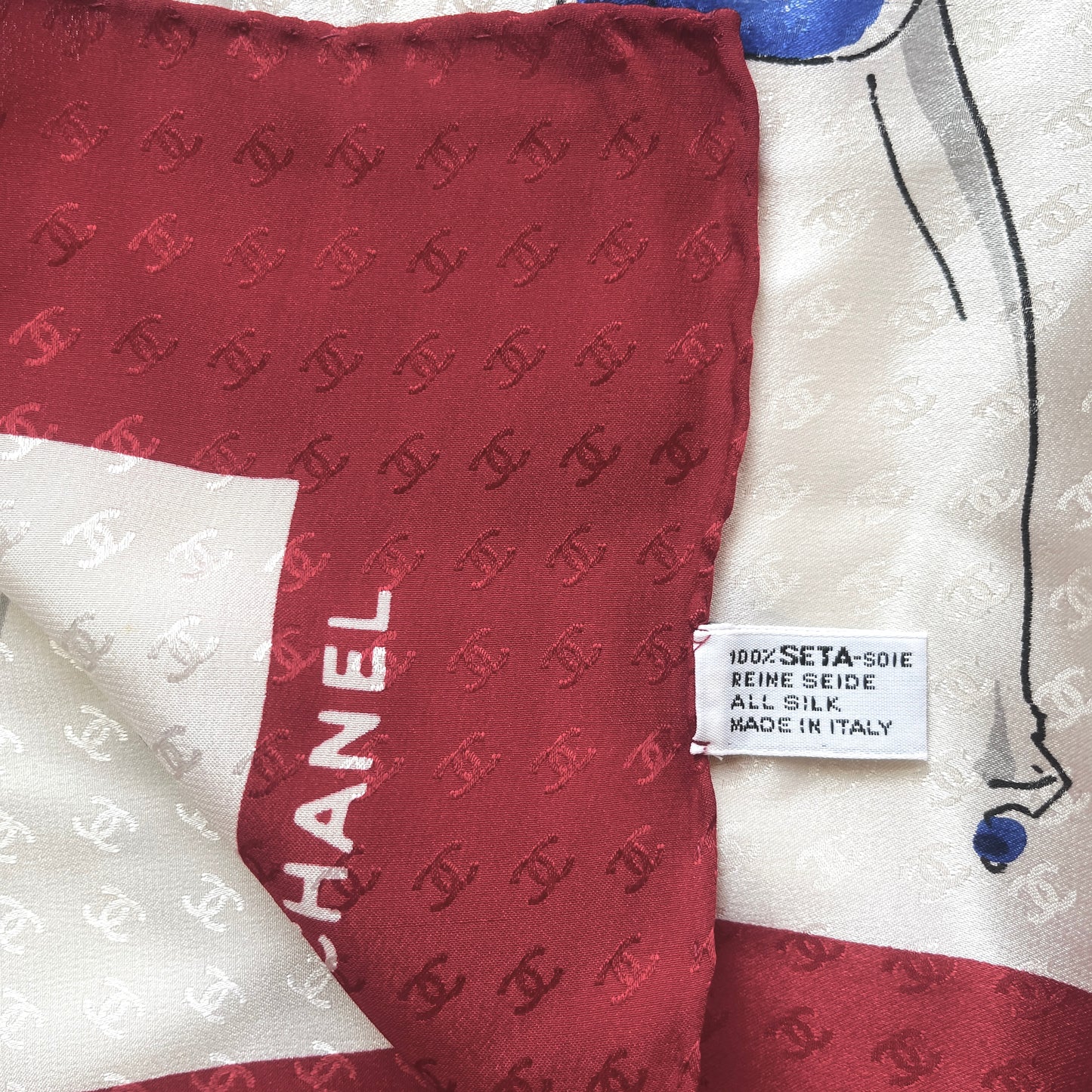 RARE☆☆☆CHANEL scarf ivory x red