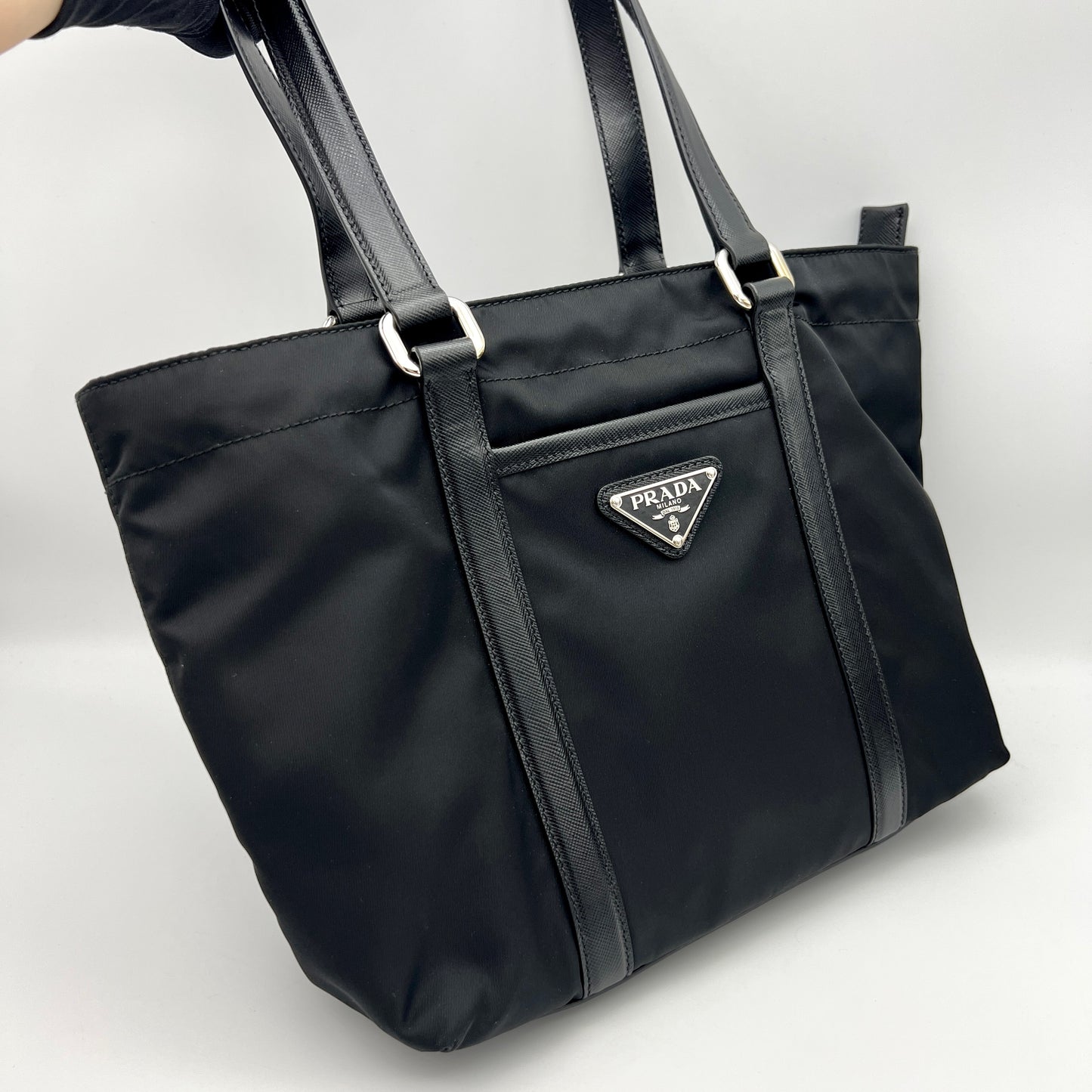 AUTH Pre-owned PRADA nylon tot hand bag