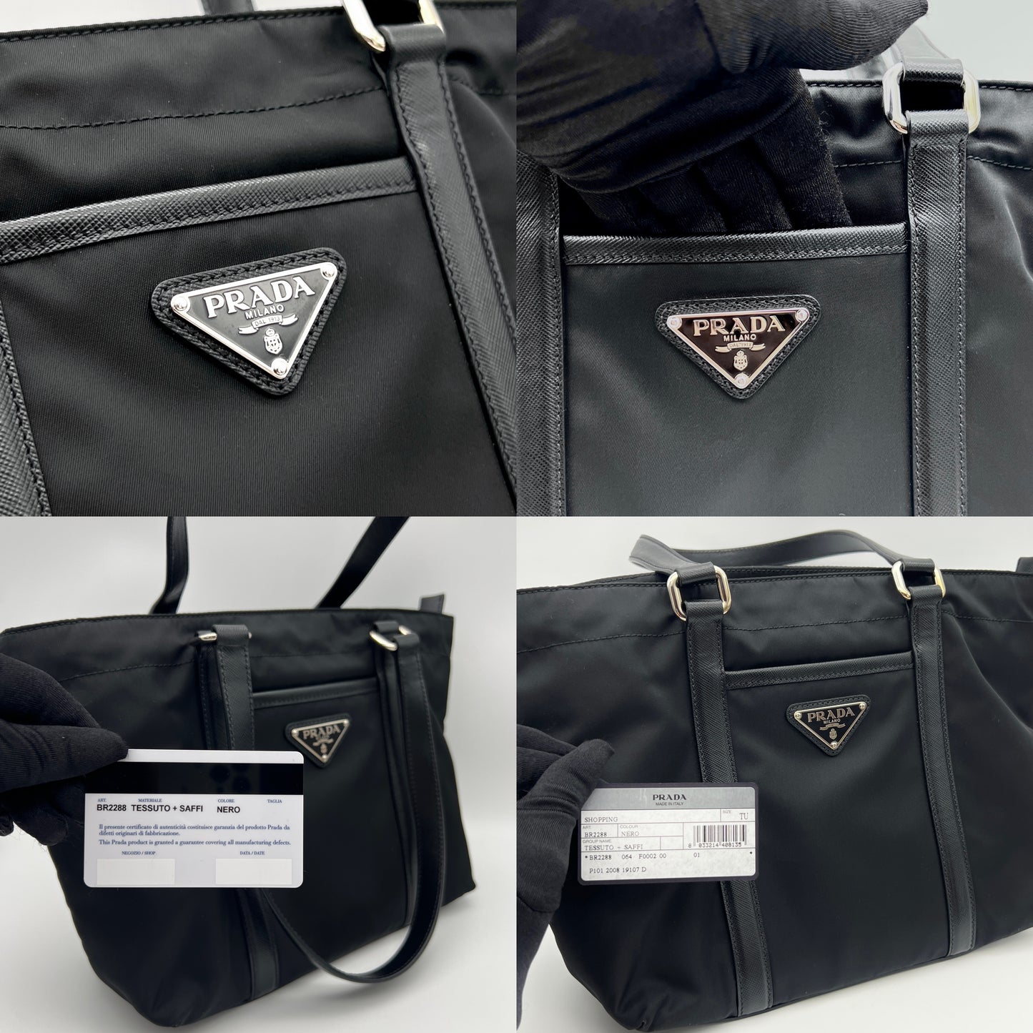 AUTH Pre-owned PRADA nylon tot hand bag