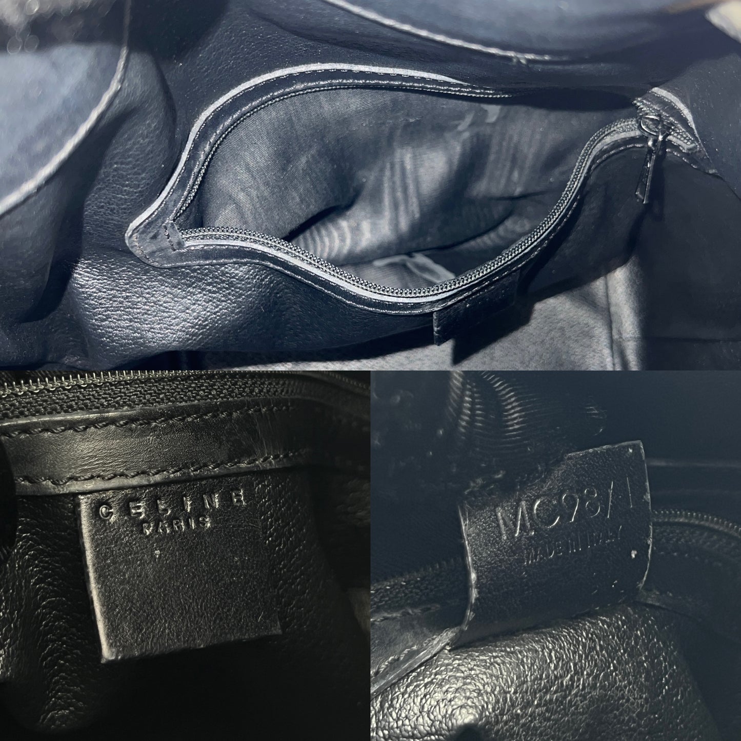 Afar Vintage Pre-owned CELINE ﾏｶﾀﾞﾑ ﾌﾞﾗｯｸ 巾着ﾄﾞﾛｰｽﾄﾘﾝｸﾞ ﾊﾞｯｸﾞ