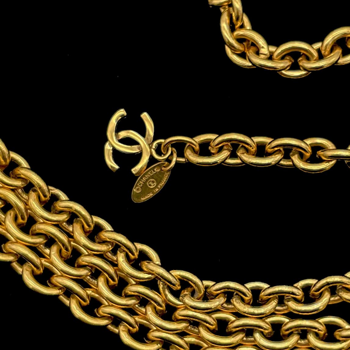 RARE☆☆☆☆CHANEL Matelasse Coco Mark Chain Belt GP