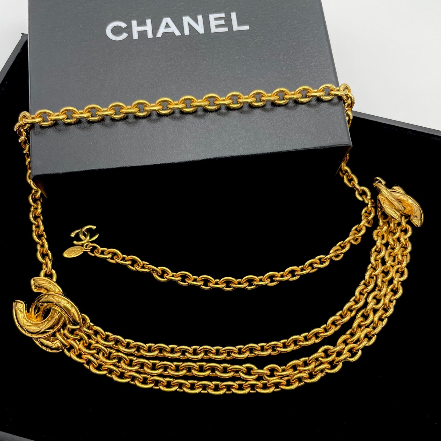 RARE☆☆☆☆CHANEL Matelasse Coco Mark Chain Belt GP