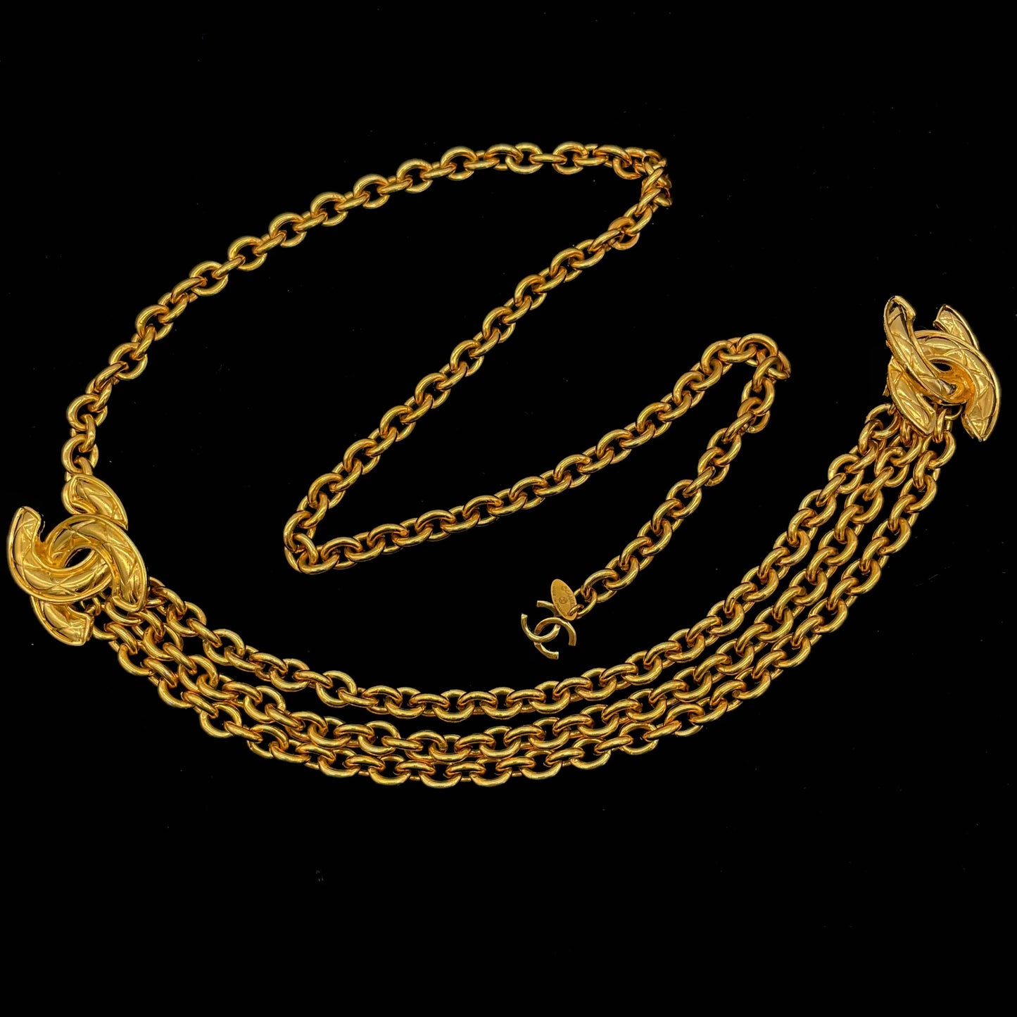 RARE☆☆☆☆CHANEL Matelasse Coco Mark Chain Belt GP