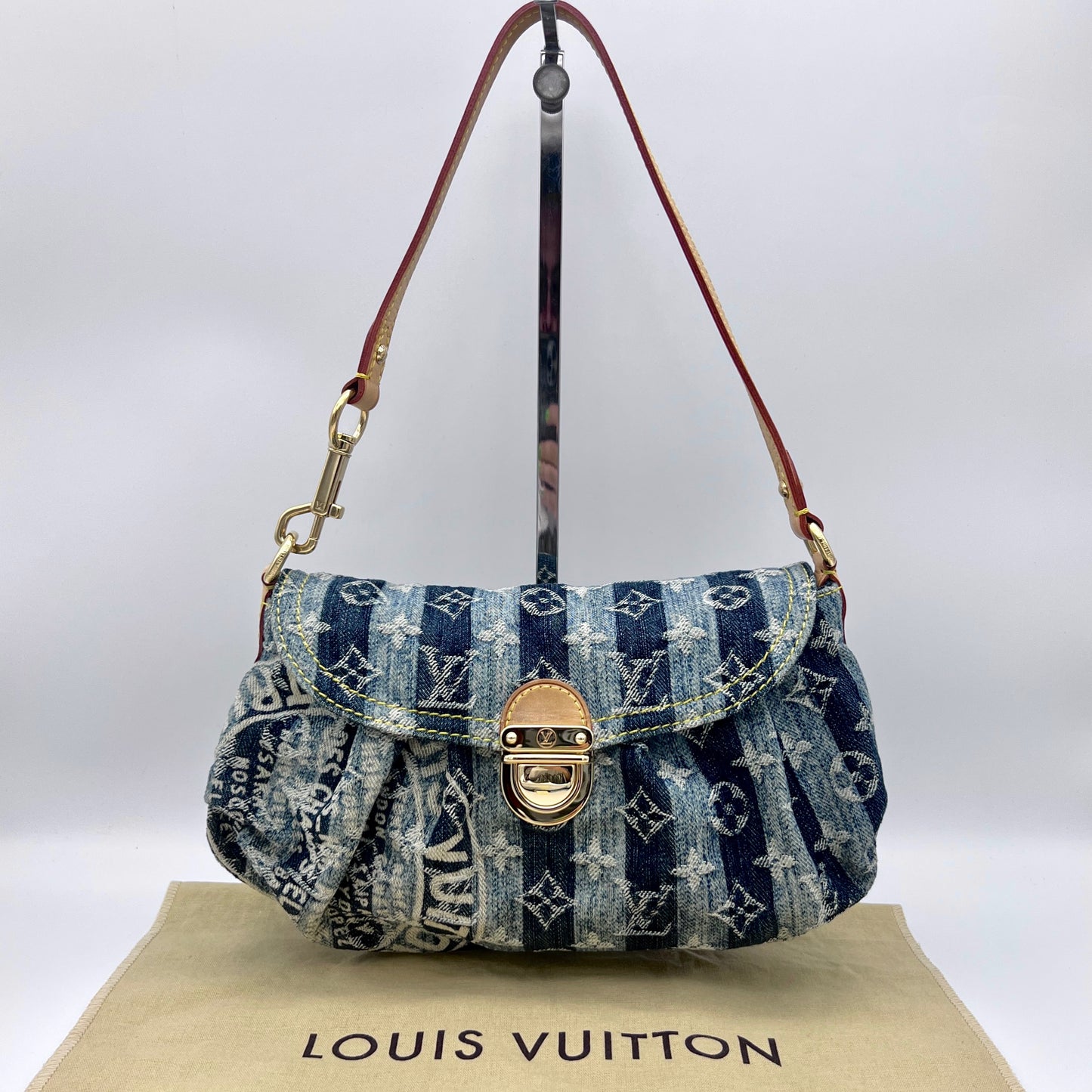 Louis Vuitton Monogram Denim Mini Pleaty Raye - Blue Shoulder Bags