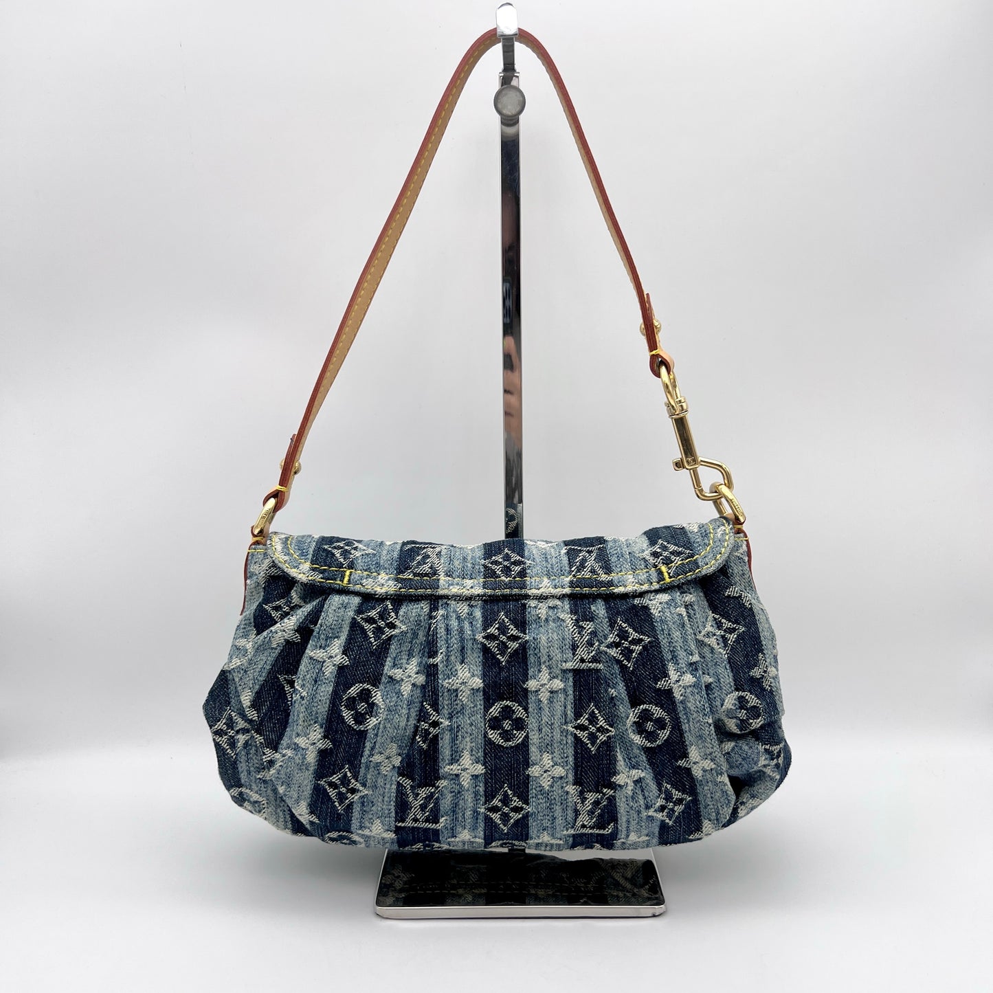 Louis Vuitton Monogram Denim Mini Pleaty Raye Shoulder Bag M95333