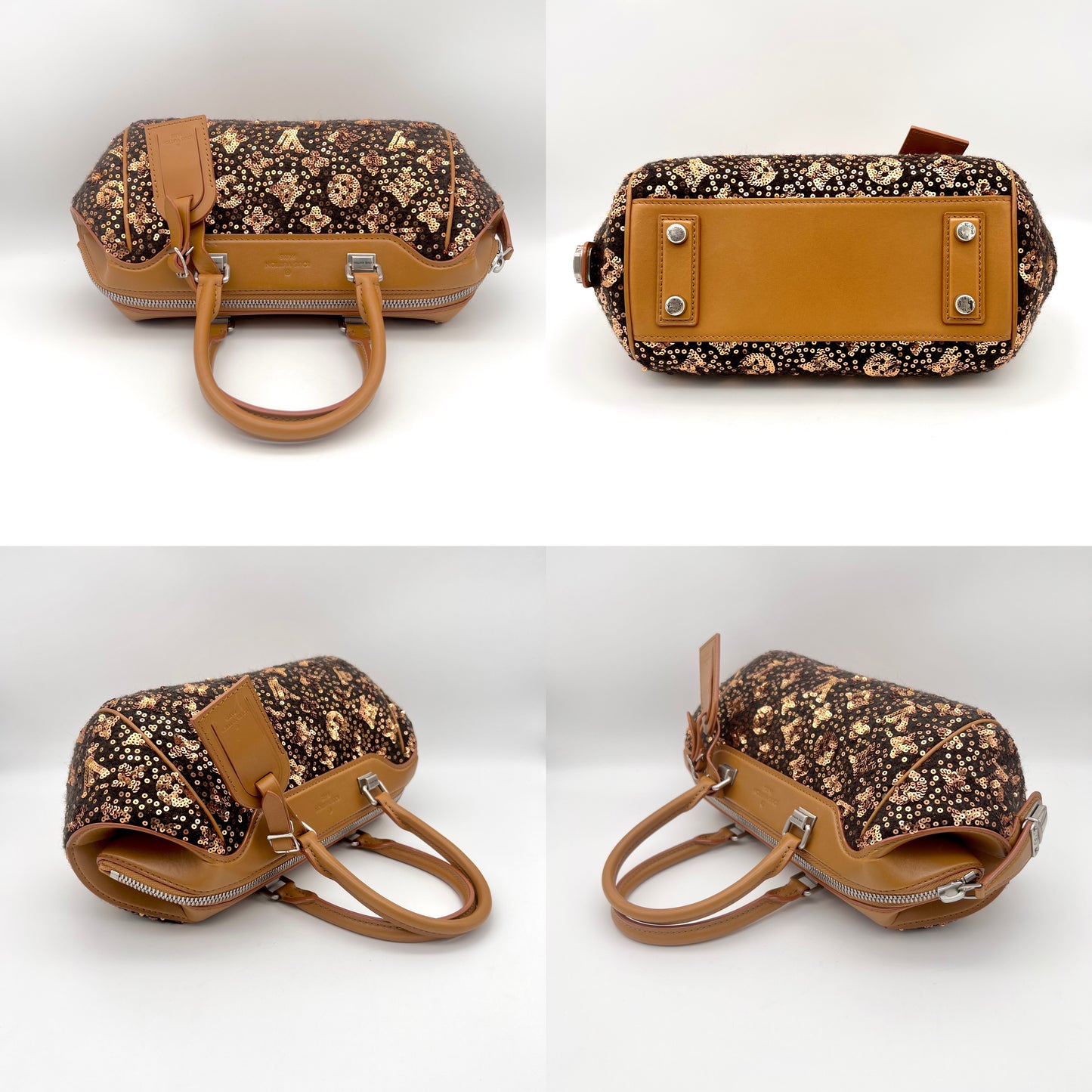 RARE☆☆☆☆☆AUTH Pre-owned LOUIS VUITTON 2012-13ｺﾚｸｼｮﾝ ｽﾊﾟﾝｺｰﾙﾓﾉｸﾞﾗﾑ ｻﾝｼｬｲﾝ ｴｸｽﾌﾟﾚｽBB ｵｰﾙ M40794 ﾎﾞｽﾄﾝﾊﾝﾄﾞﾊﾞｯｸﾞ