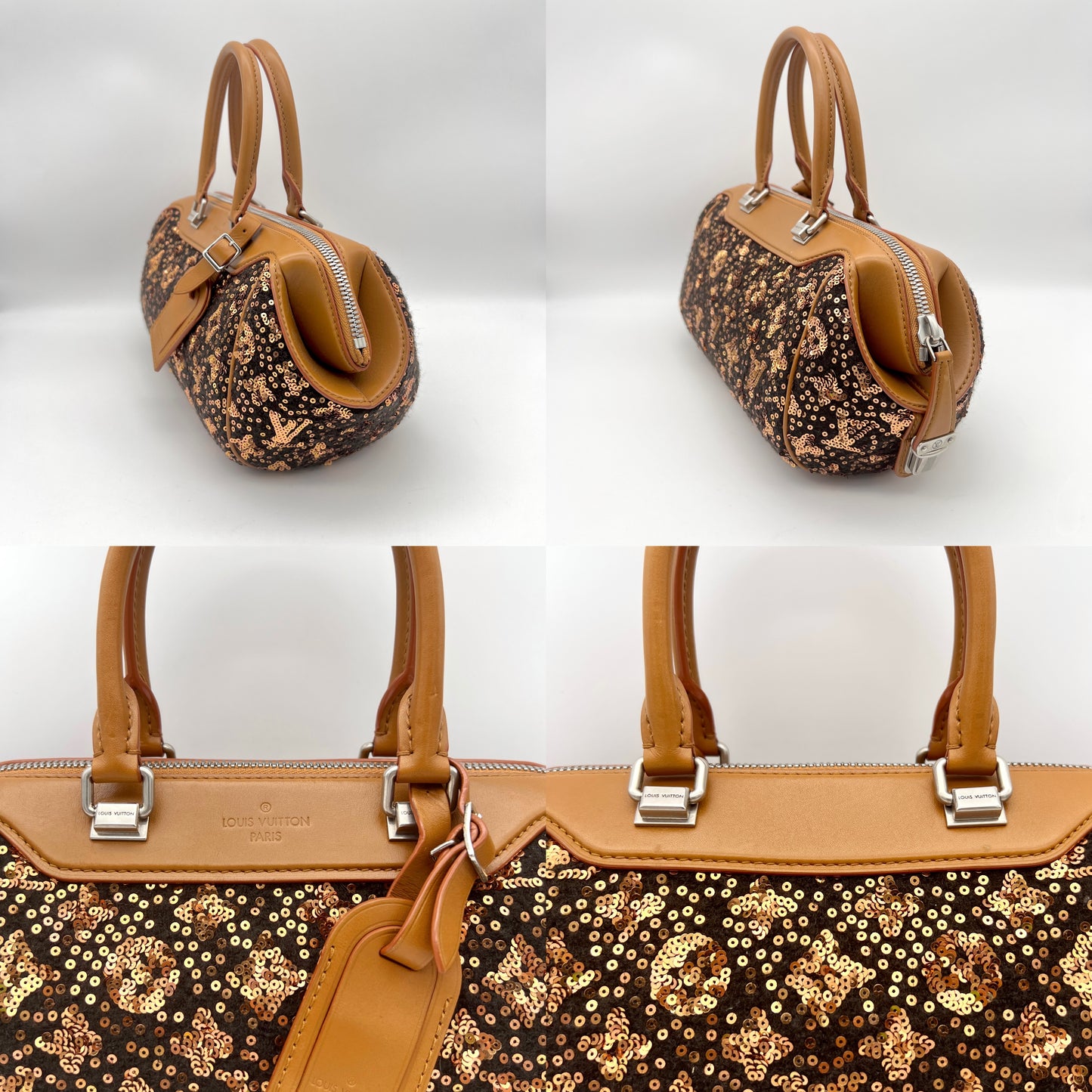 RARE☆☆☆☆☆AUTH Pre-owned LOUIS VUITTON 2012-13ｺﾚｸｼｮﾝ ｽﾊﾟﾝｺｰﾙﾓﾉｸﾞﾗﾑ ｻﾝｼｬｲﾝ ｴｸｽﾌﾟﾚｽBB ｵｰﾙ M40794 ﾎﾞｽﾄﾝﾊﾝﾄﾞﾊﾞｯｸﾞ