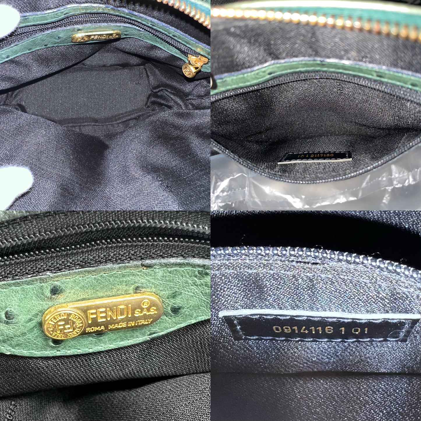 RARE☆☆☆☆AUTH Pre-owned FENDI ｵｽﾄﾘｯﾁｽｷﾝﾚｻﾞｰ 2Way ﾐﾆﾄｰﾄﾊﾞｯｸﾞ ｸﾞﾘｰﾝ