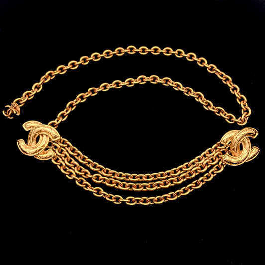 RARE☆☆☆☆CHANEL Matelasse Coco Mark Chain Belt GP