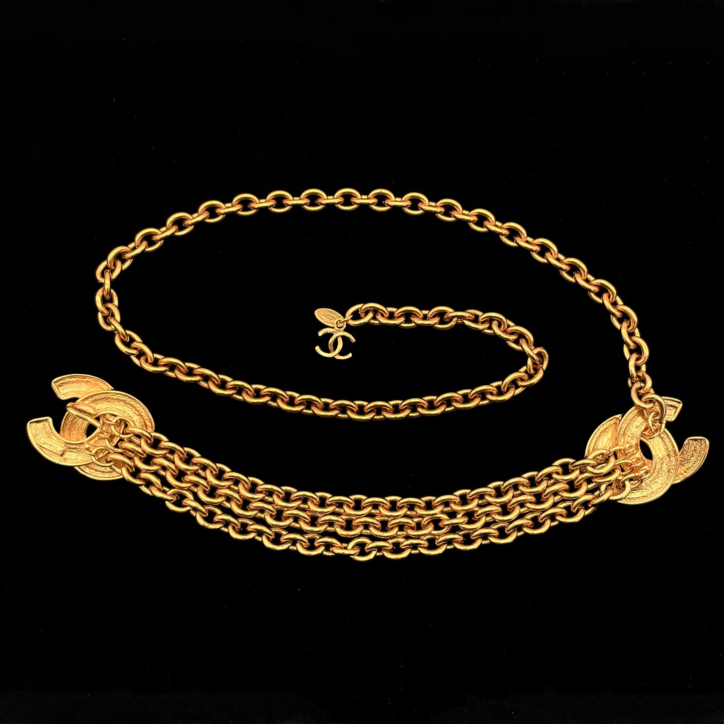 RARE☆☆☆☆CHANEL Matelasse Coco Mark Chain Belt GP