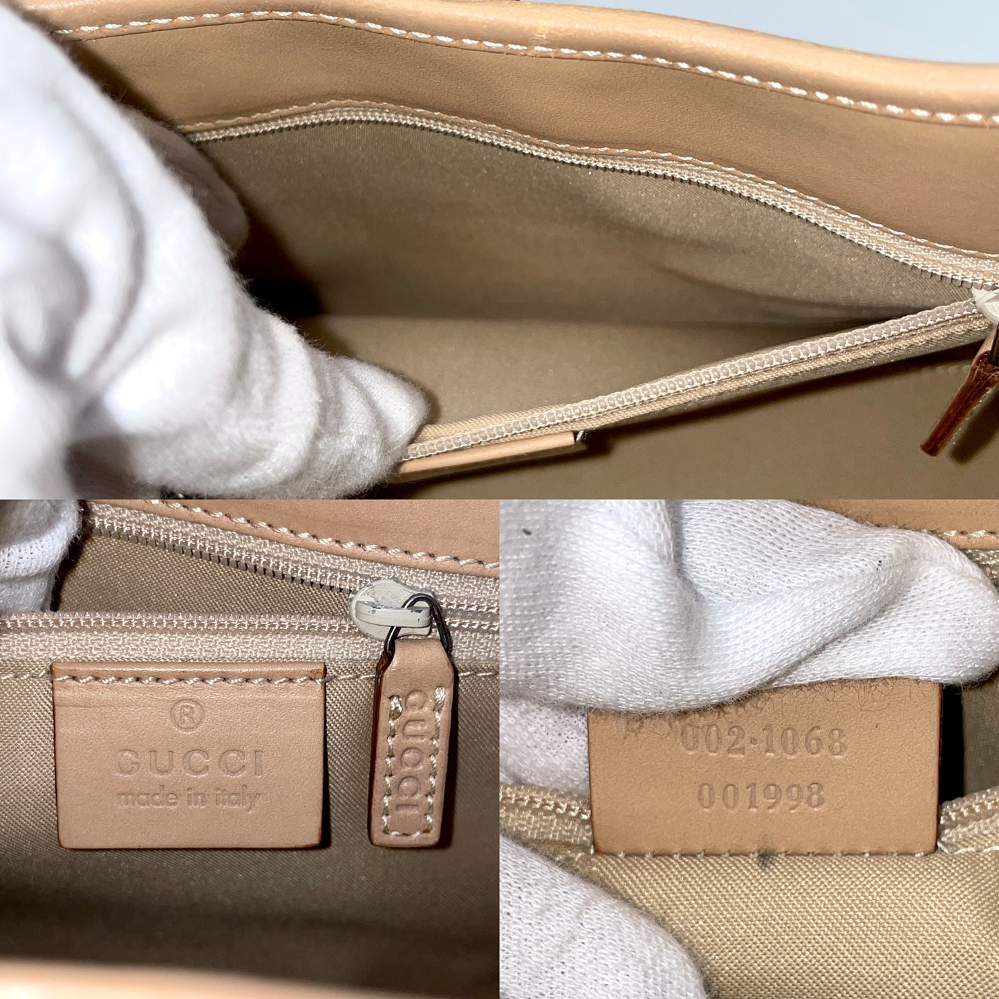 AUTH 二手 GUCCI GG 帆布千斤顶锁 双手柄 棕色