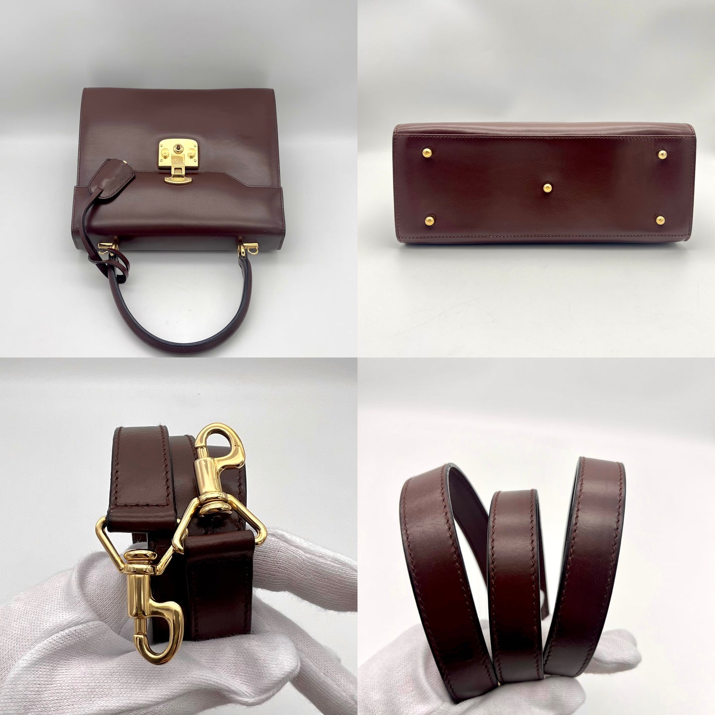 稀有☆☆AUTH 二手 GUCCI Ladylock Kelly 型 2Way 手提包巧克力 GHW