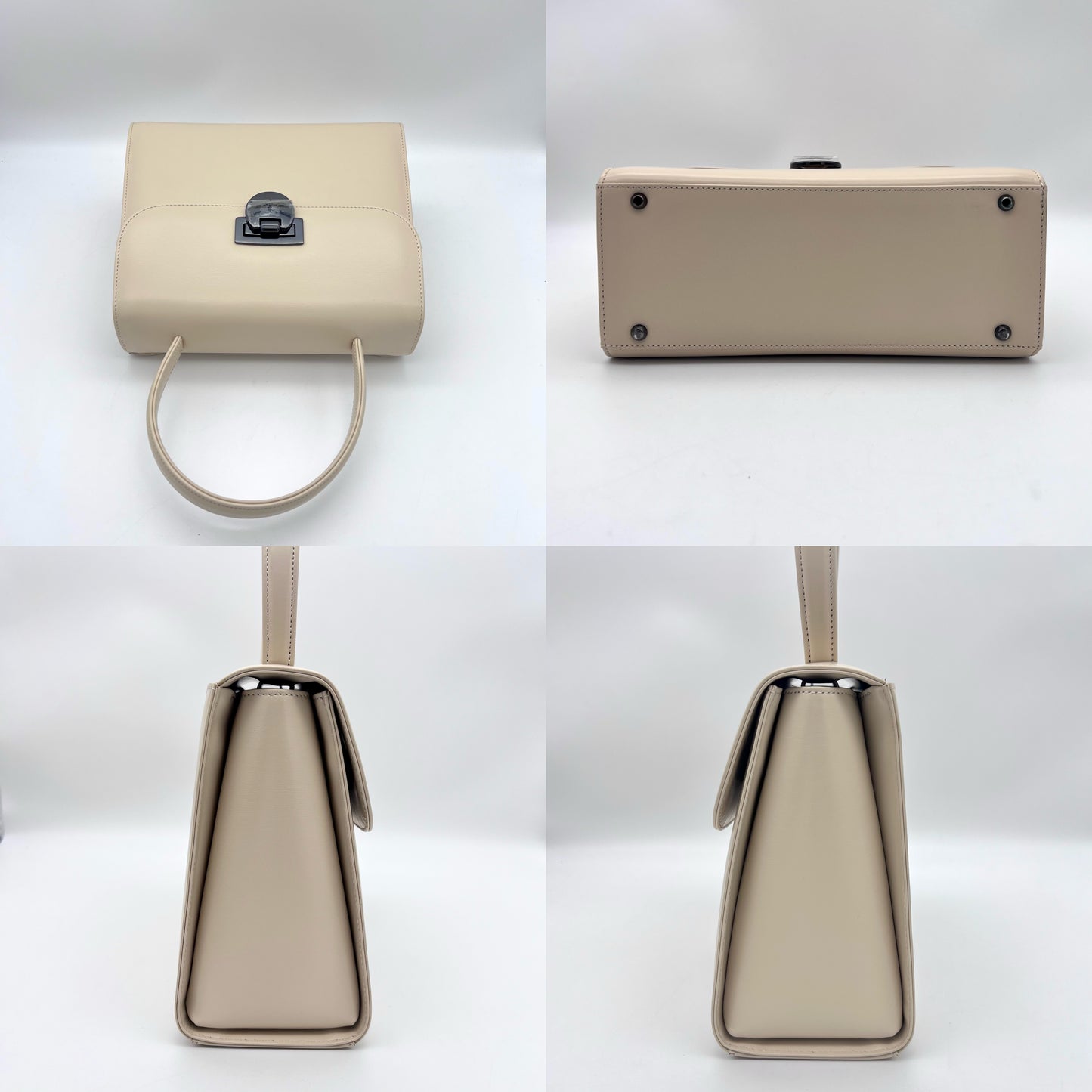 AUTH Pre-owned GIVENCHY 360 degree turnlock Kelly type 2way hand bag beige