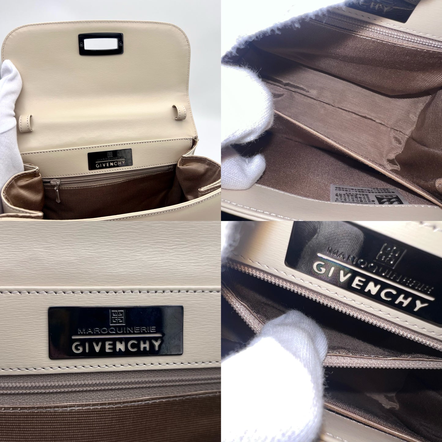 AUTH Pre-owned GIVENCHY 360 degree turnlock Kelly type 2way hand bag beige