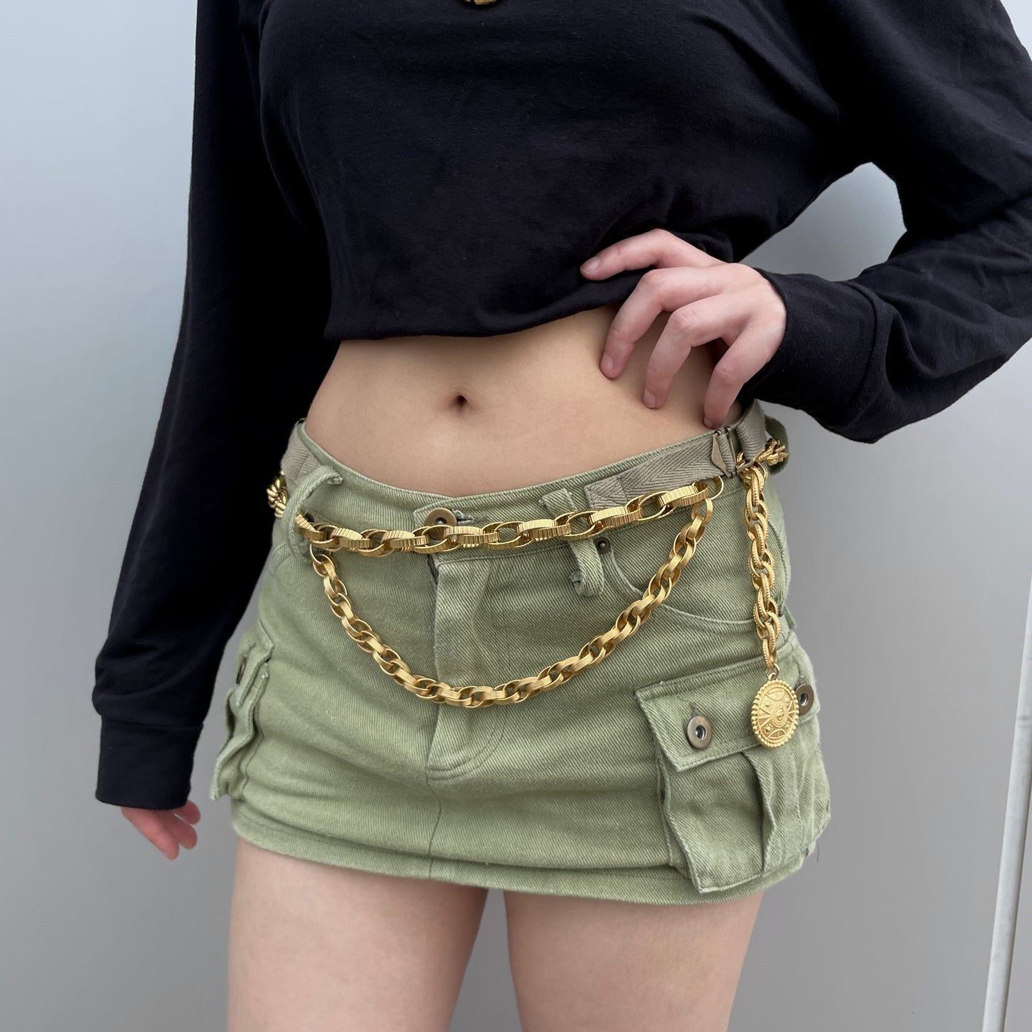 RARE☆☆☆ CHANEL Coco Mark Medal Chain Belt