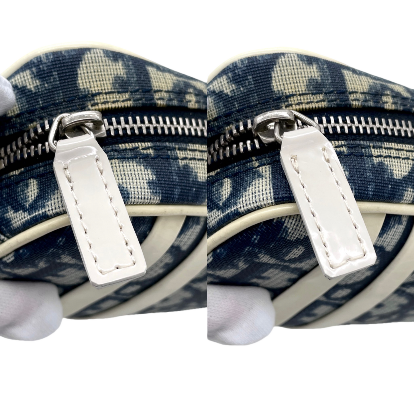 RARE☆☆☆CHRISTIAN DIOR Trotter PVC No.1 Y2K Style Shoulder Bag Navy &amp; White