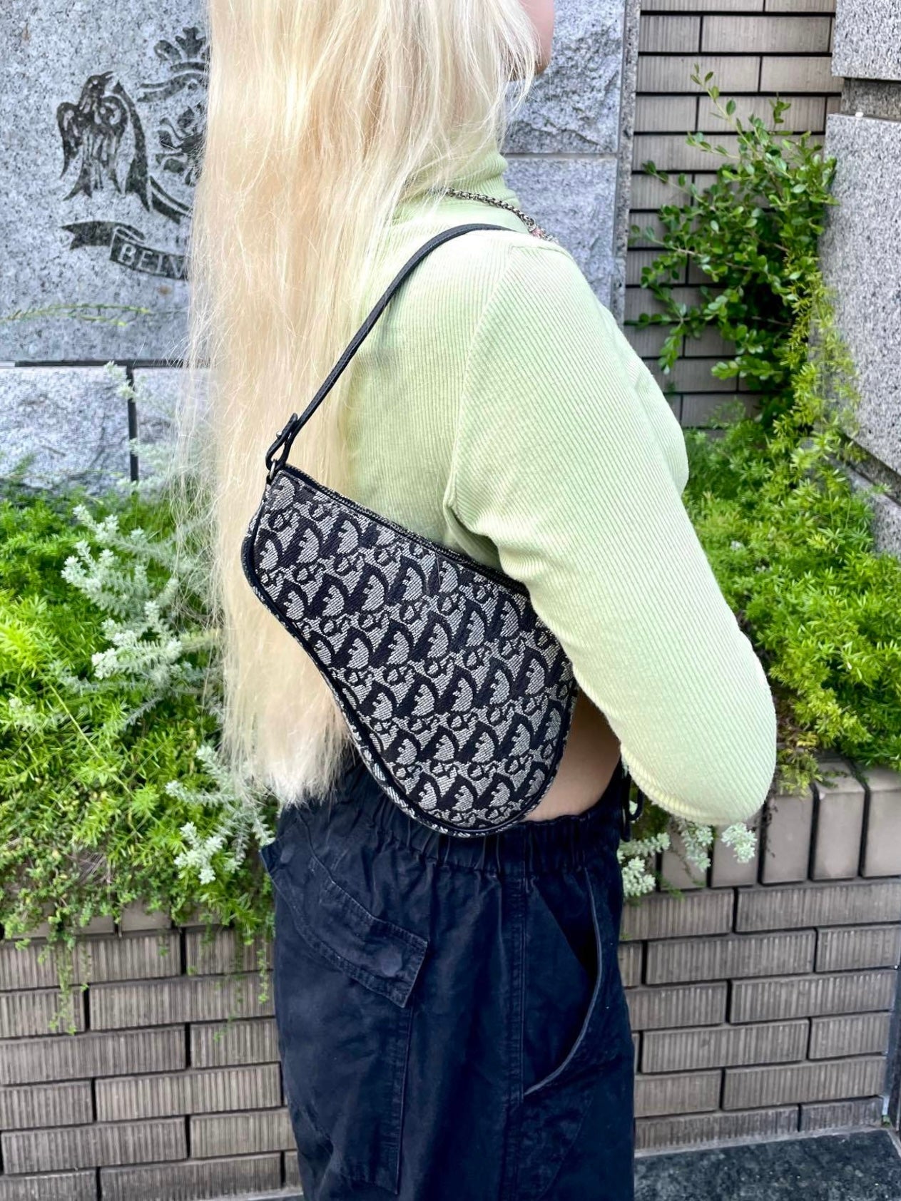 AUTH Pre-owned Christian Dior Jins Saddle Pouch