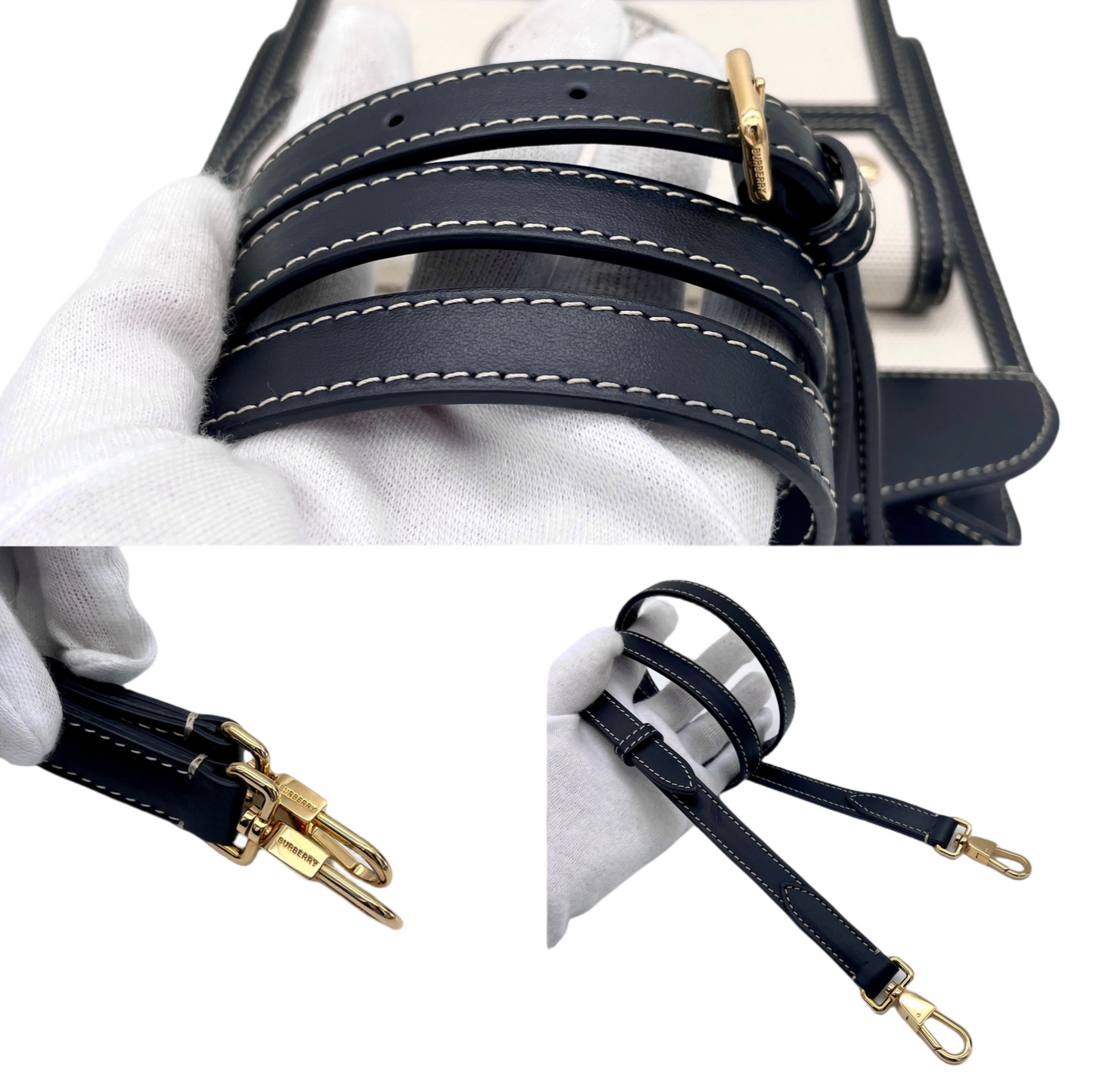 BURBERRY logo迷你口袋包2way手提包斜挎单肩-黑色米色【未使用，参考价213,400】