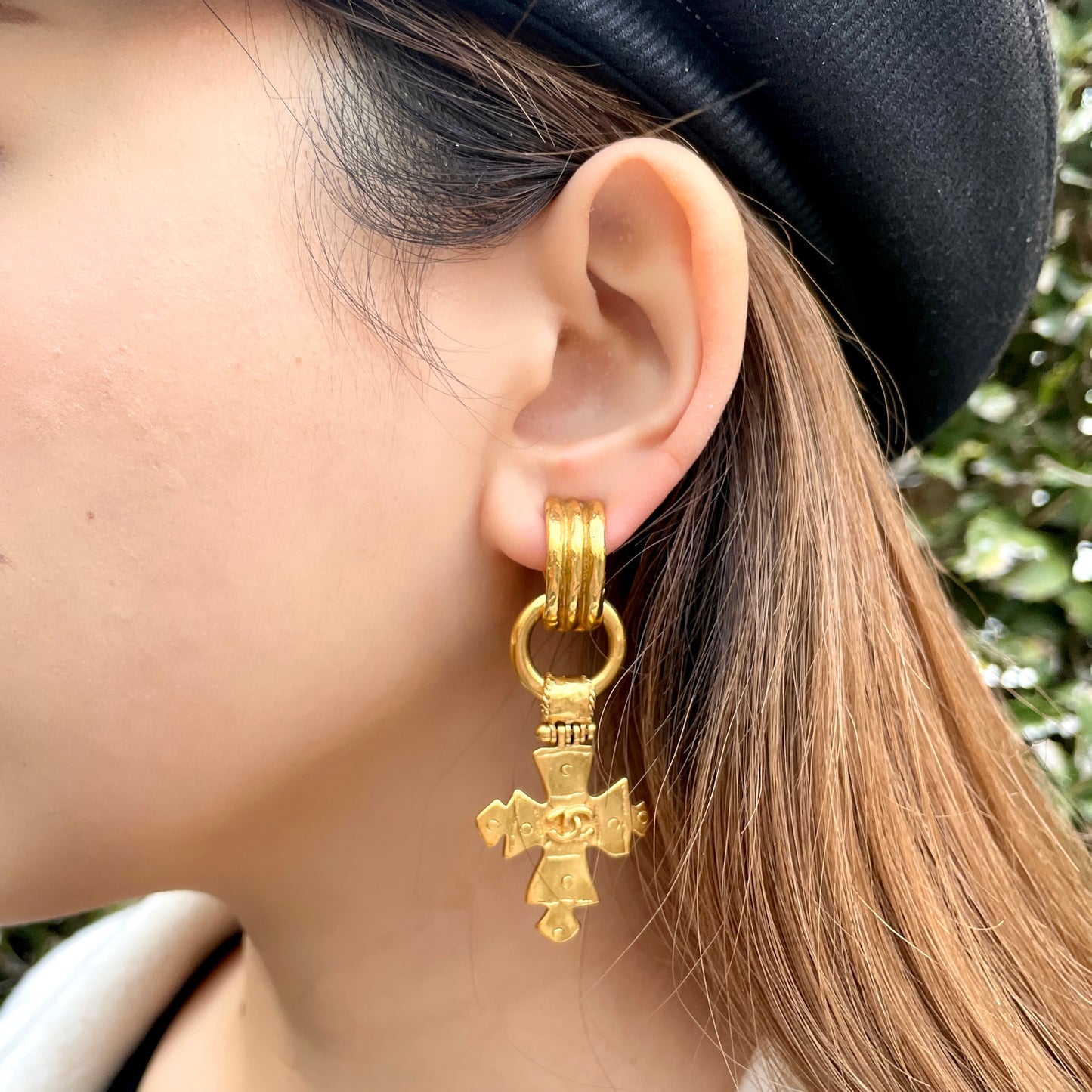 CHANEL Coco Mark Cross Earrings 94P