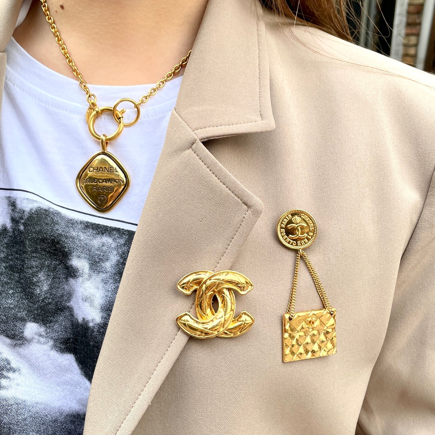 CHANEL Matelassé Coco Mark Brooch PM