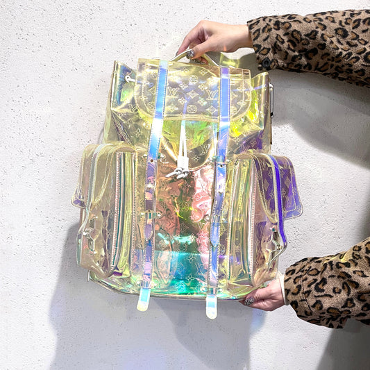 RARE☆☆☆☆☆LOUIS VUITTON 2019SS Monogram Prism Christopher GM M44766 Backpack Iridescent & White