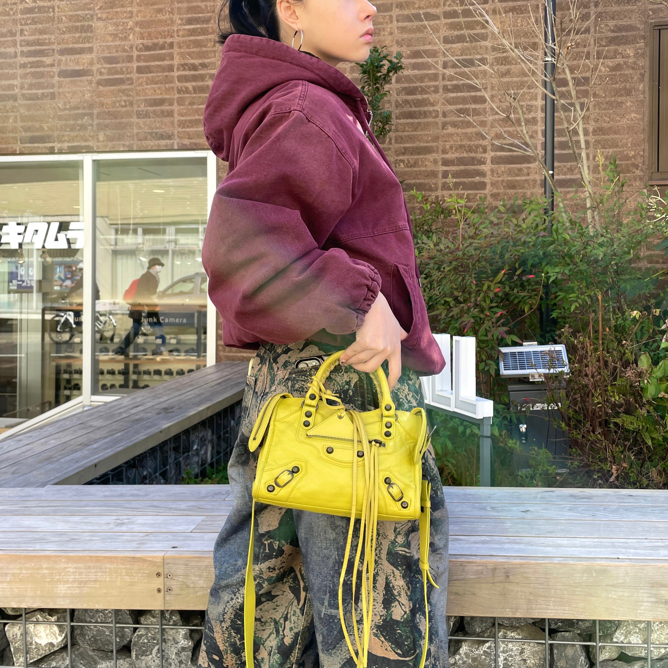 RAREBalenciaga The City Mini 2Way Hand Bag with Strap Neon Yellow