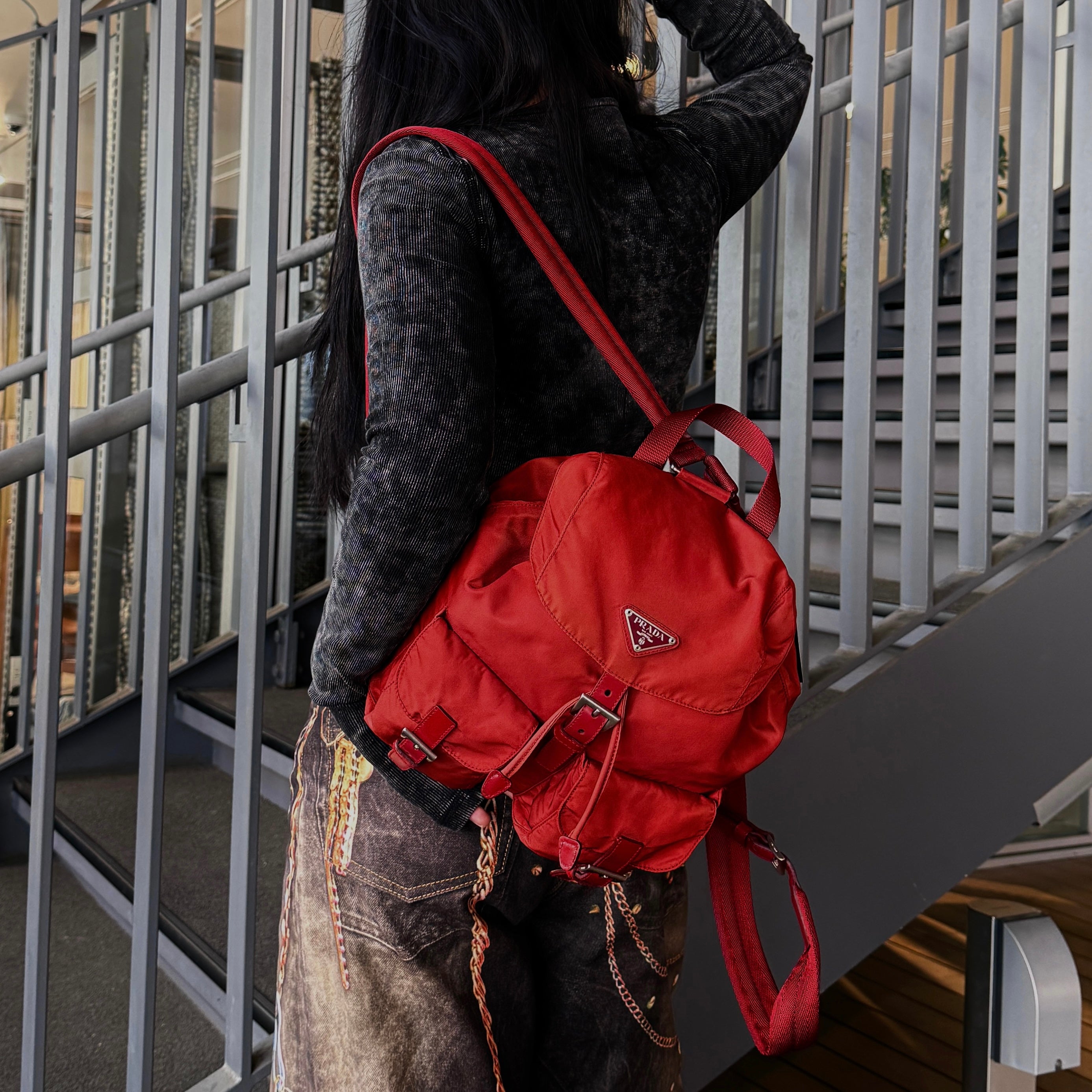 PRADA Triangle Logo Nylon Backpack PM – Afar Vintage