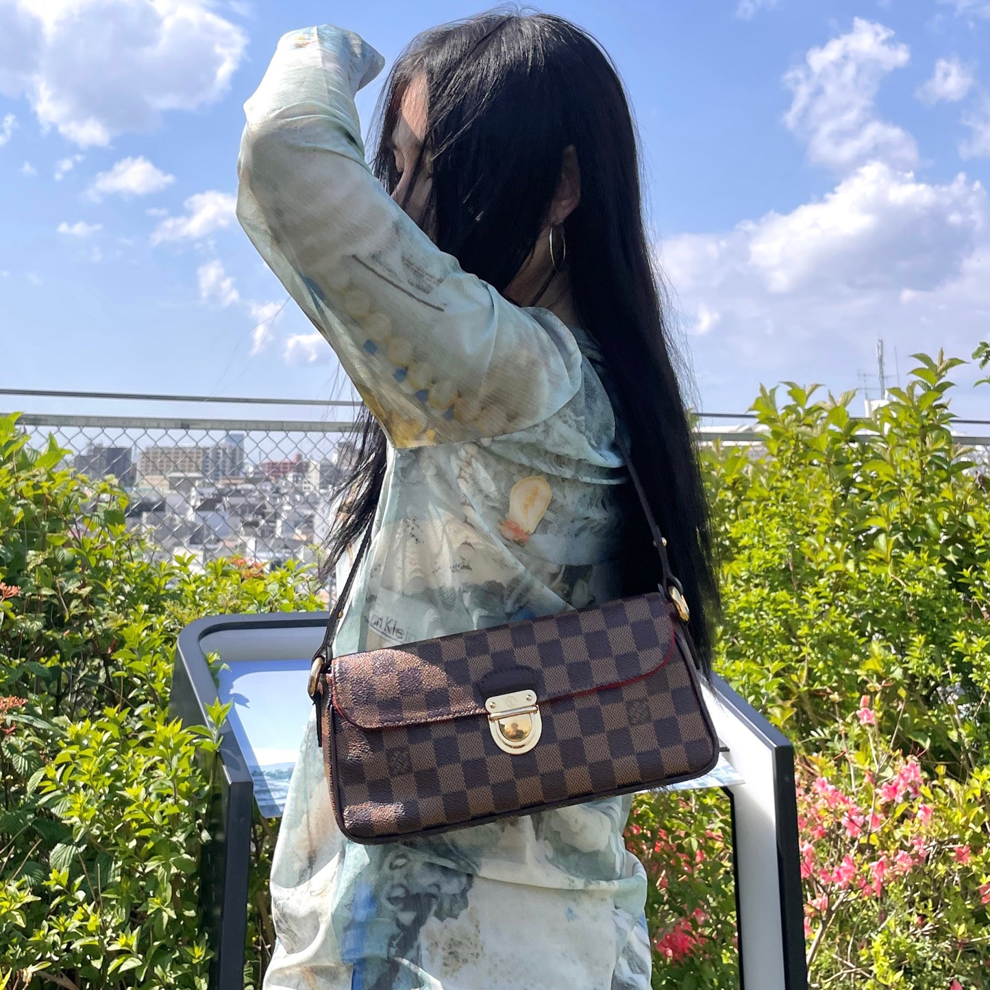 RARE☆☆☆LOUIS VUITTON 2008 Damier Ravello PM Shoulder Bag Brown & Gold