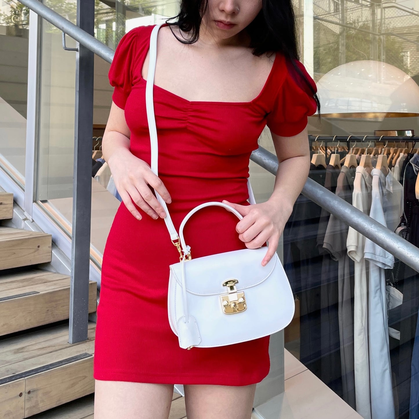 RARE☆☆☆☆GUCCI LadyLock 2Way Hand Bag White &amp; Gold